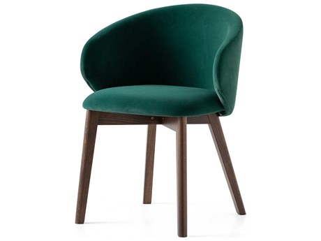 Connubia Tuka Beech Wood Green Upholstered Side Dining Chair
