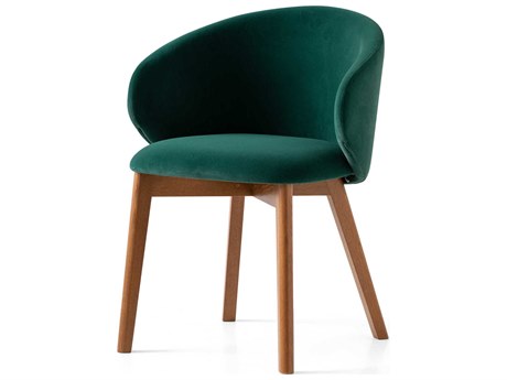 Connubia Tuka Beech Wood Green Upholstered Side Dining Chair
