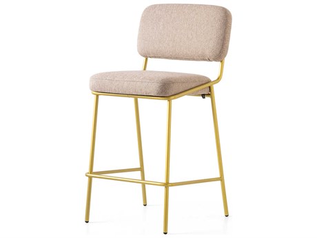 Connubia Sixty Upholstered Taupe Painted Brass Counter Stool