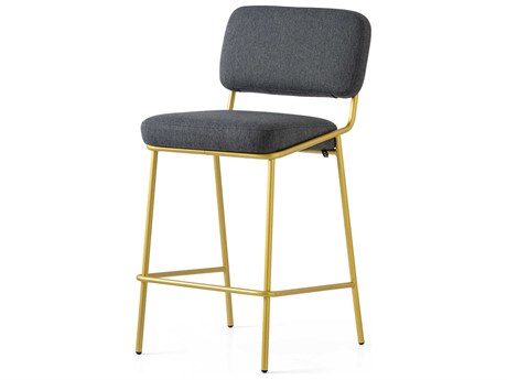 Connubia Sixty Upholstered Black Painted Brass Counter Stool