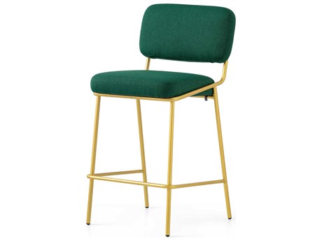 Connubia Sixty Upholstered Forest Green Painted Brass Counter Stool