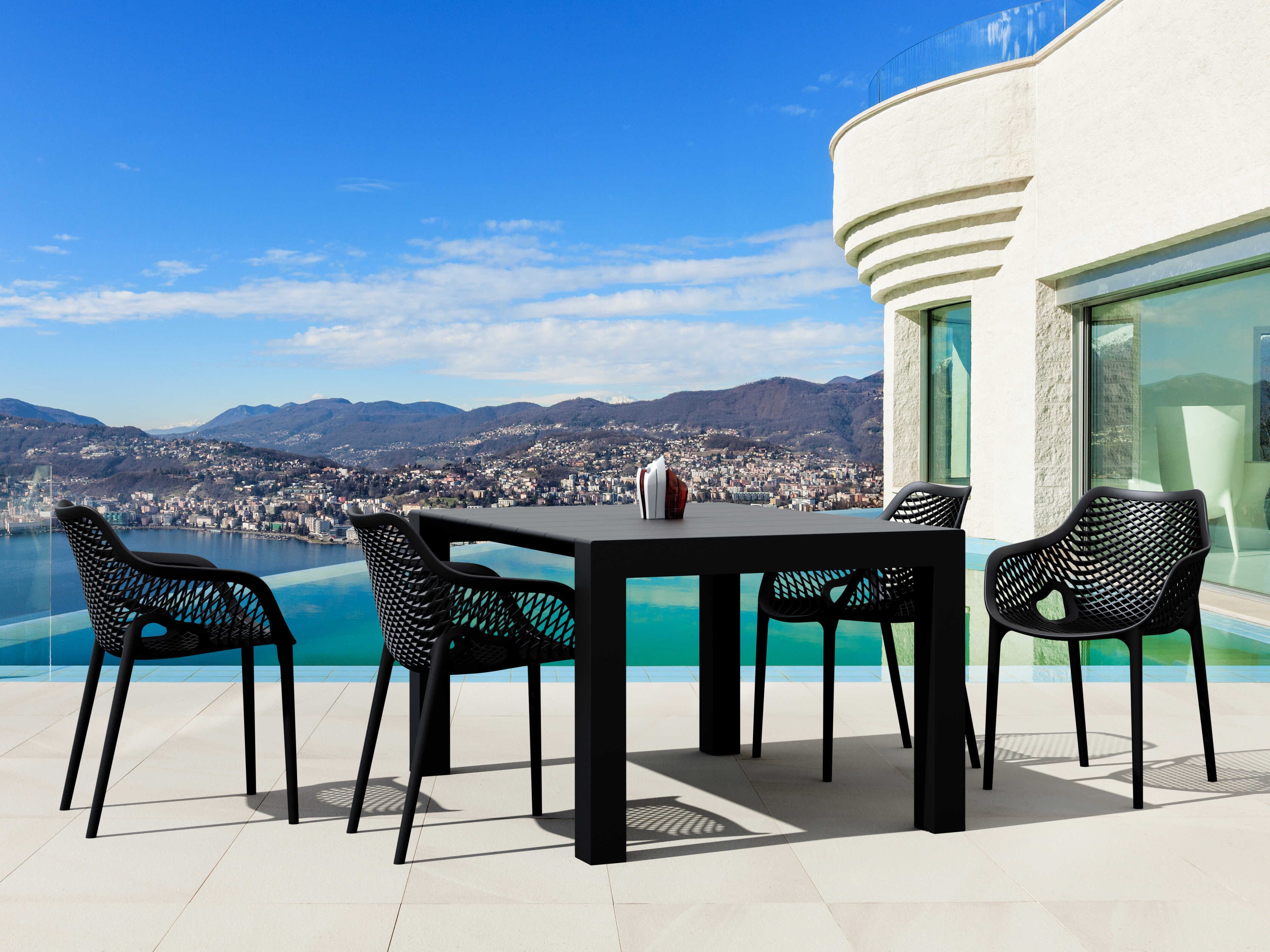Compamia Air Black Polypropylene Dining Set