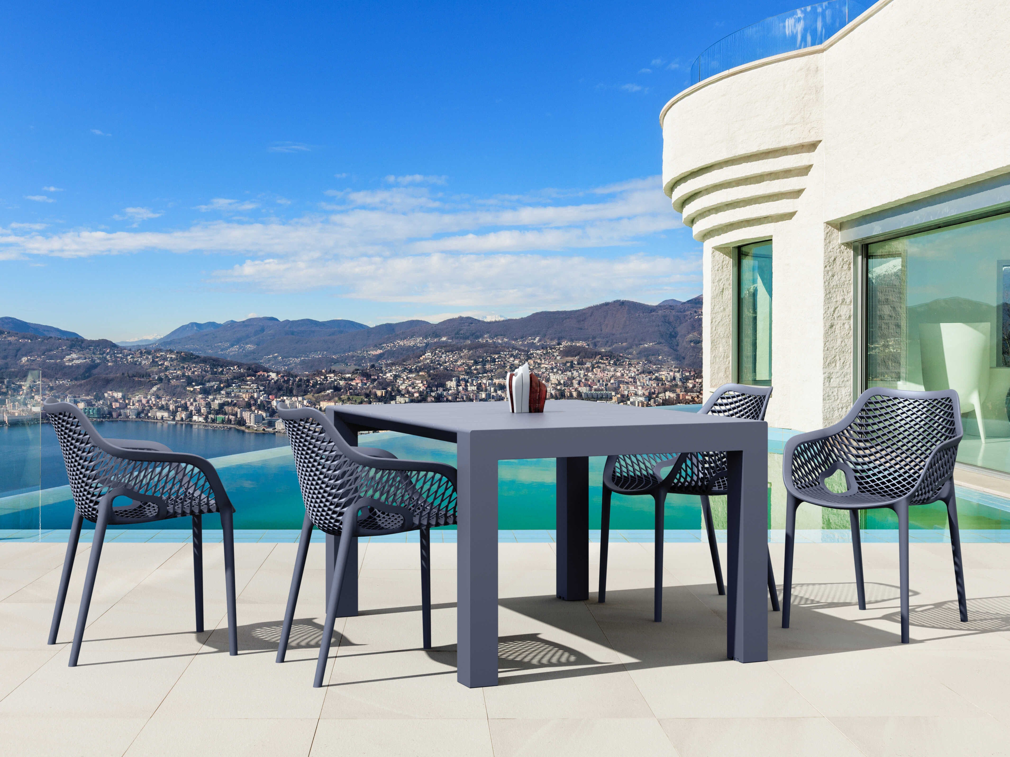 Compamia Air Dark Gray Polypropylene Dining Set
