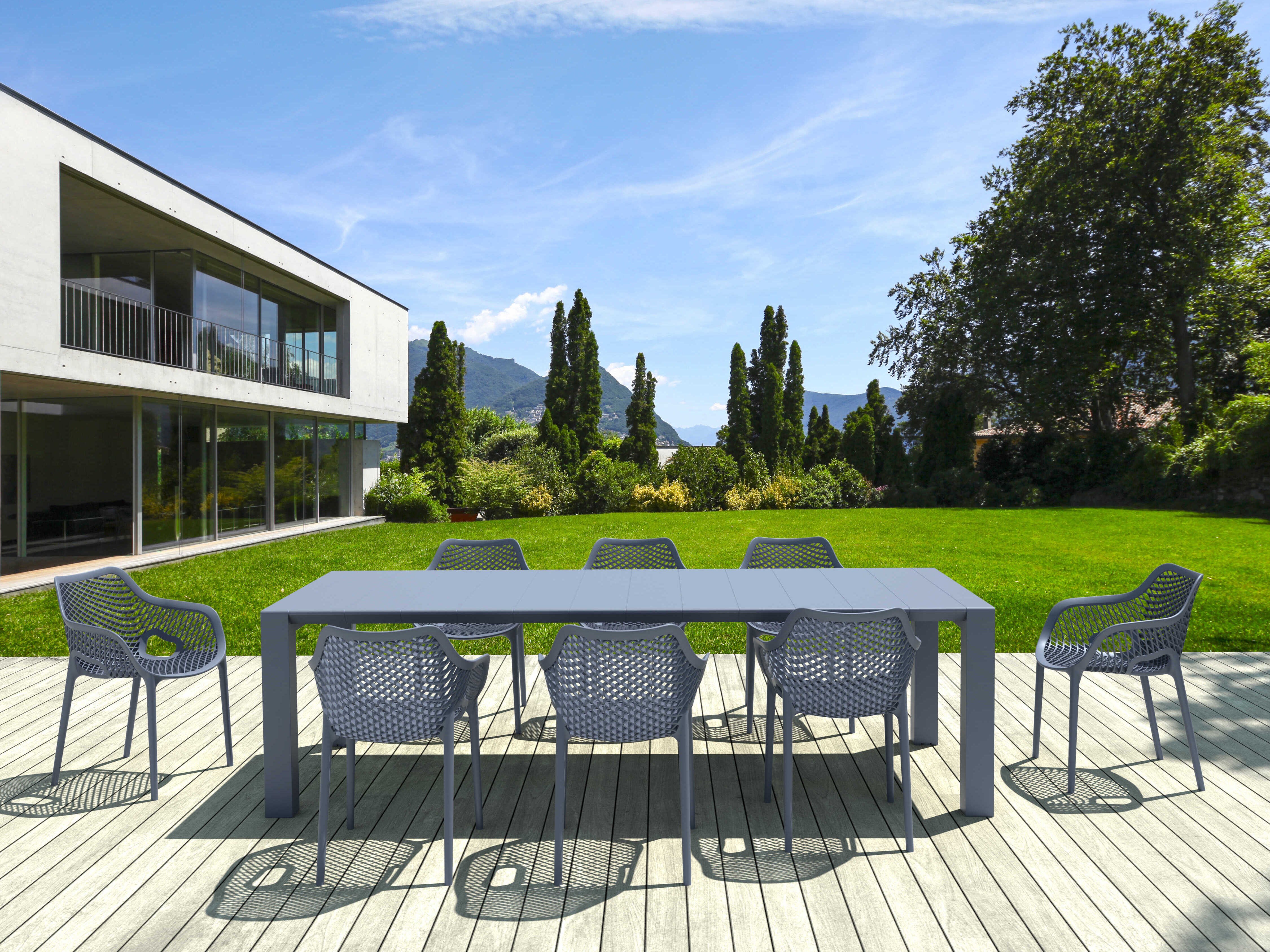 Compamia Air Dark Gray Polypropylene Dining Set