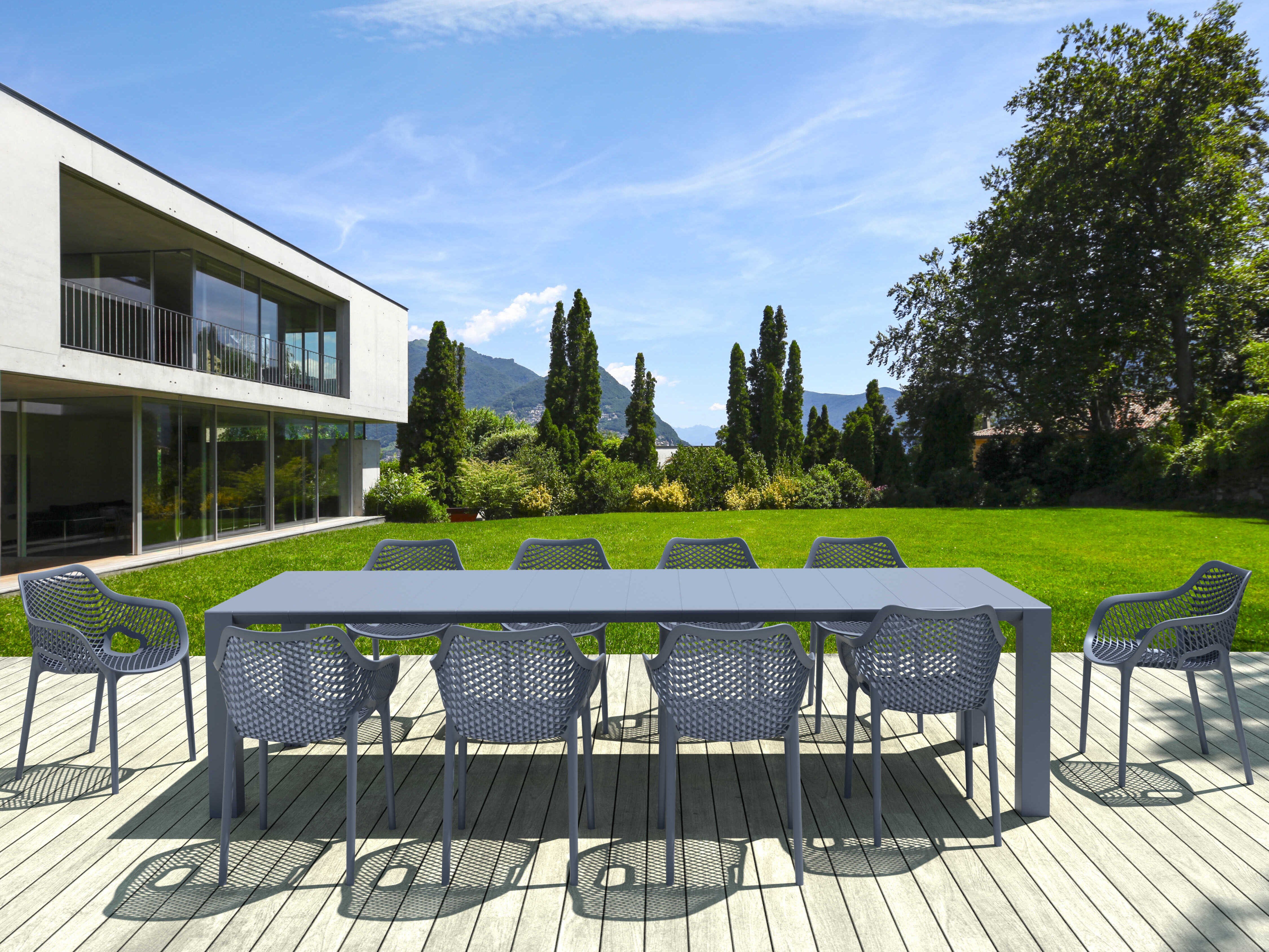 Compamia Air Dark Gray Polypropylene Dining Set