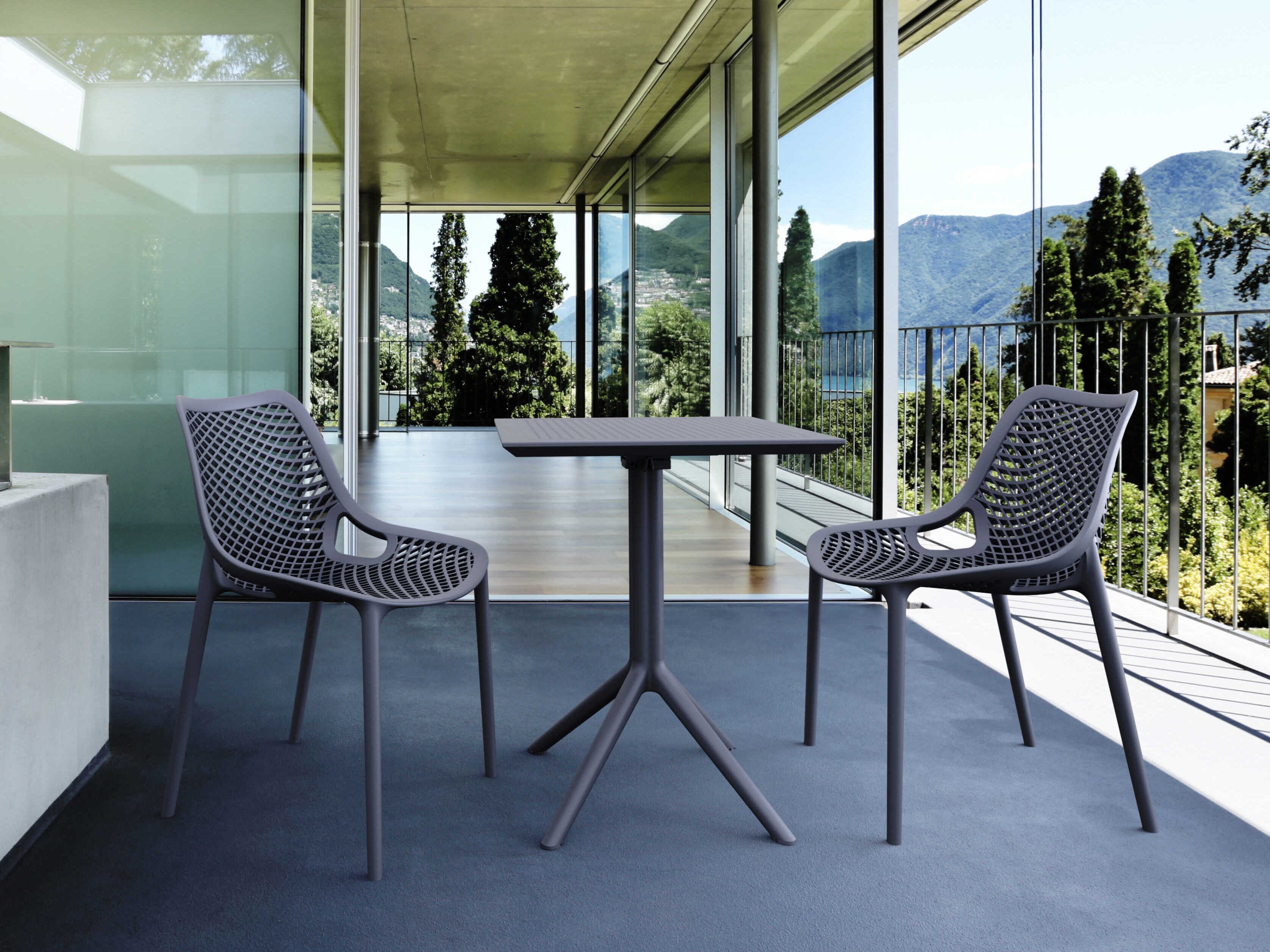 Compamia Air Dark Gray Polypropylene Dining Set