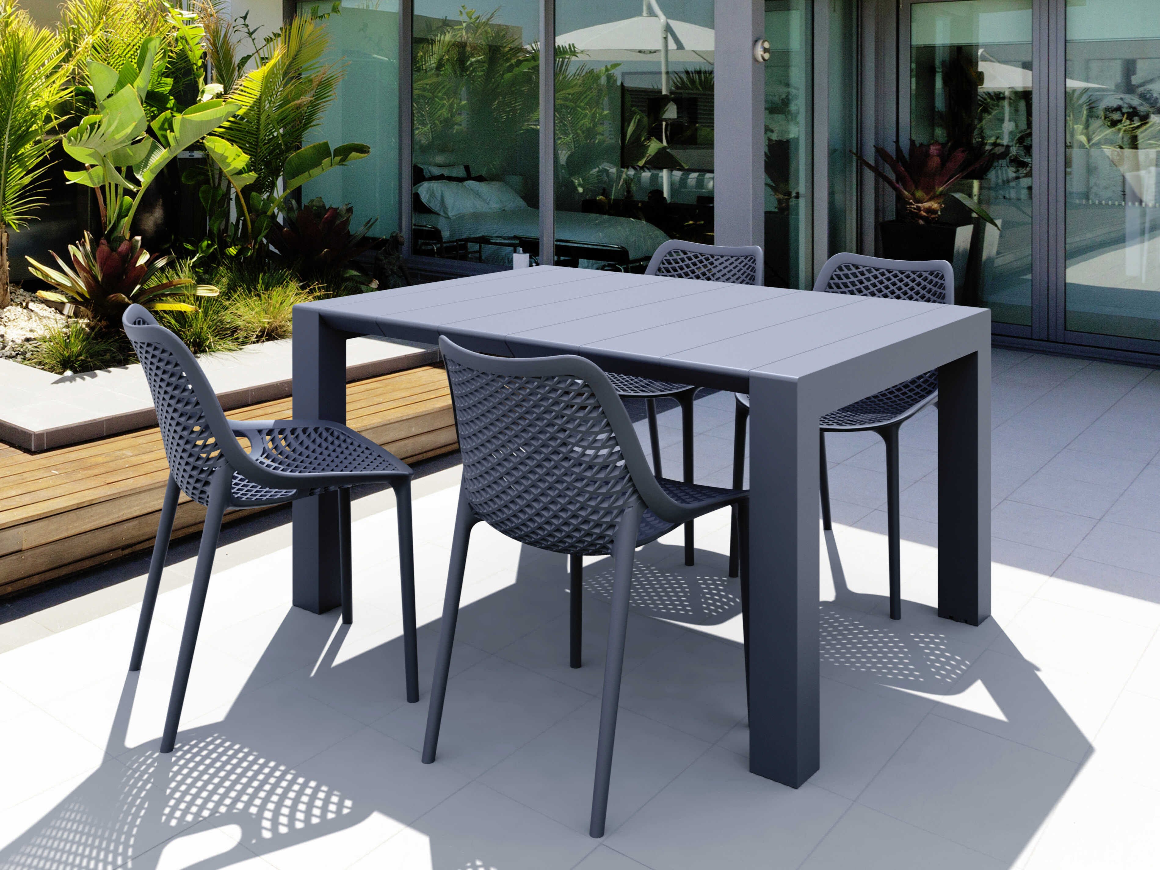 Compamia Air Dark Gray Polypropylene Dining Set