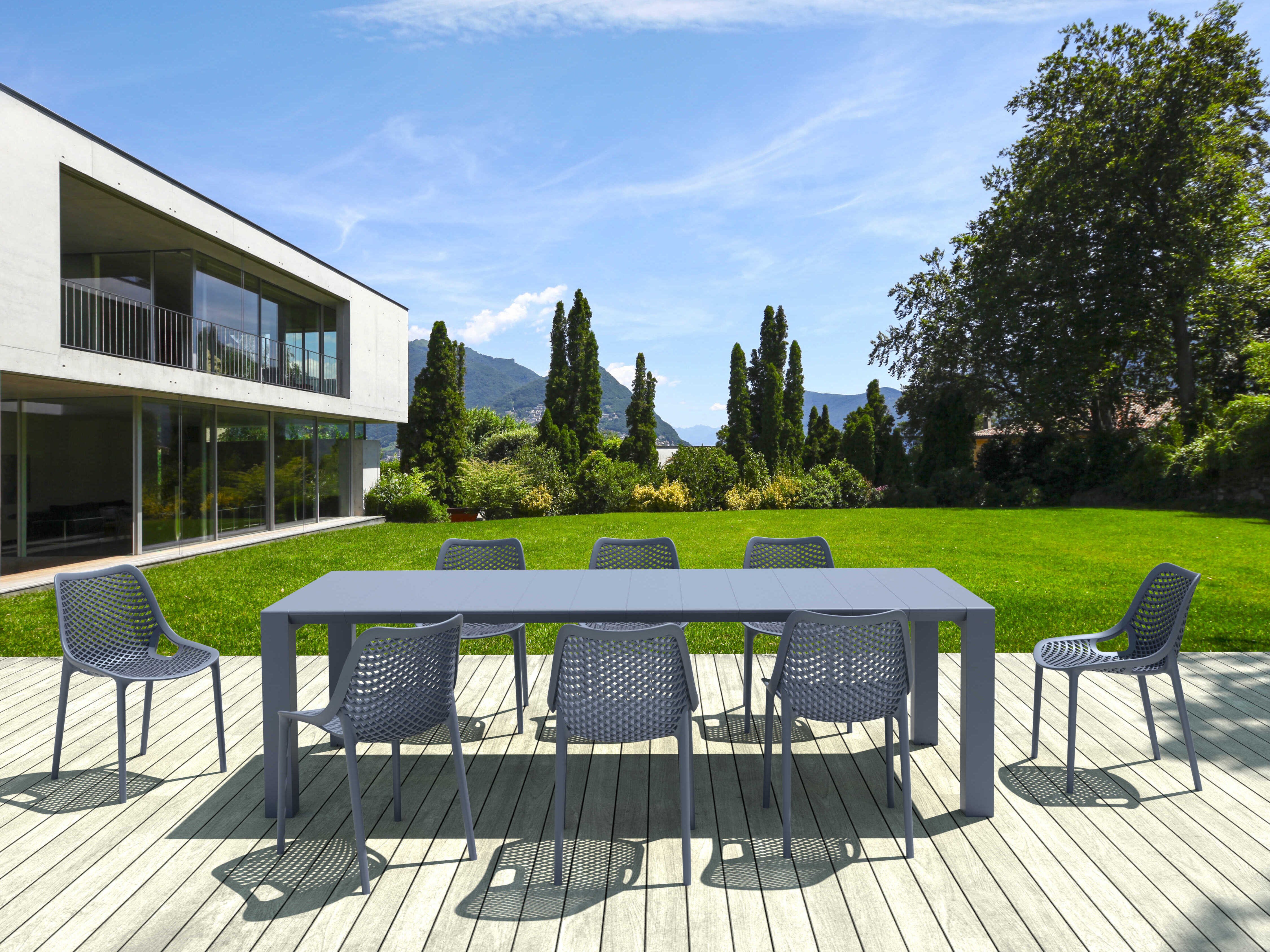 Compamia Air Dark Gray Polypropylene Dining Set