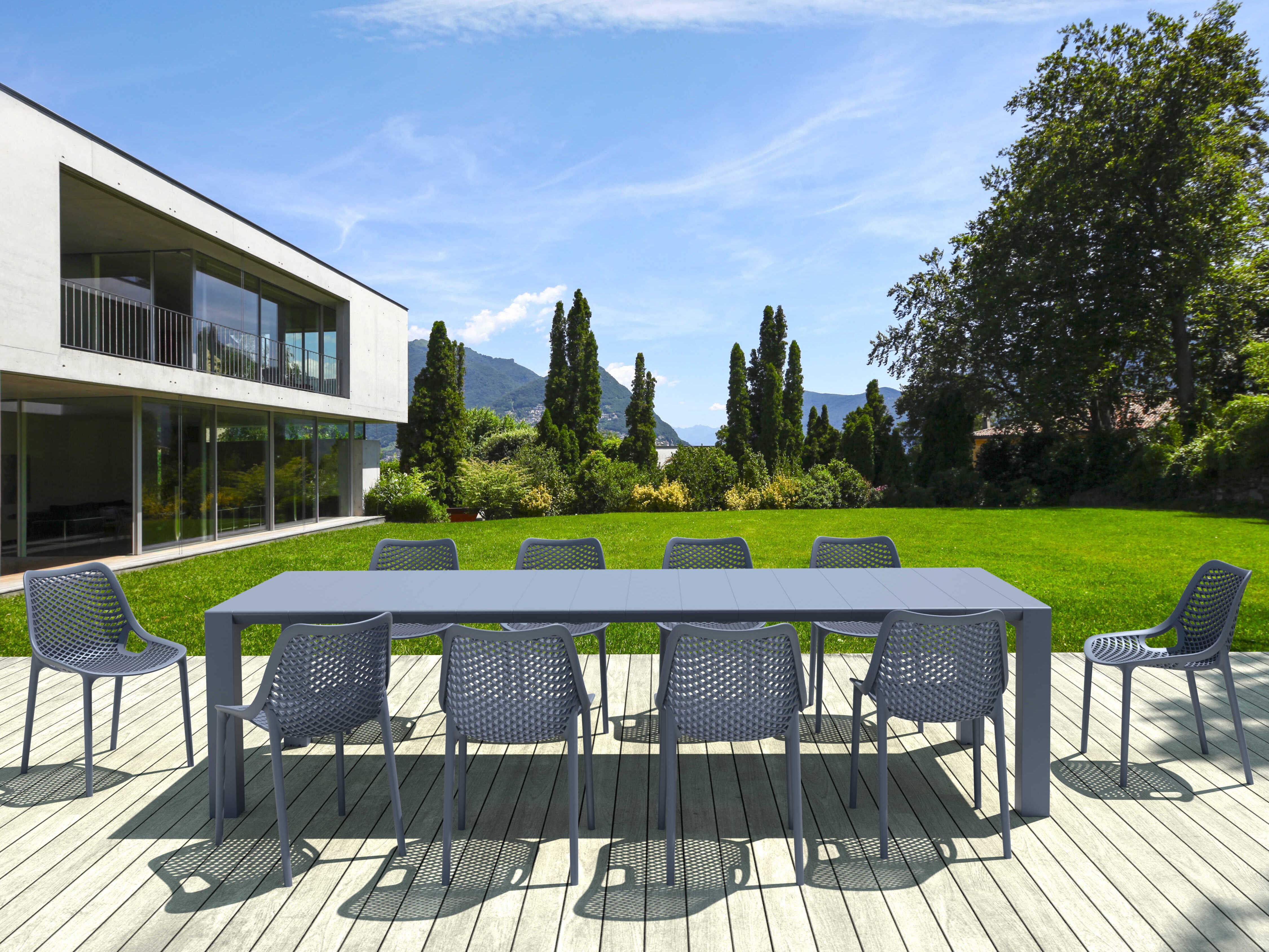 Compamia Air Dark Gray Polypropylene Dining Set