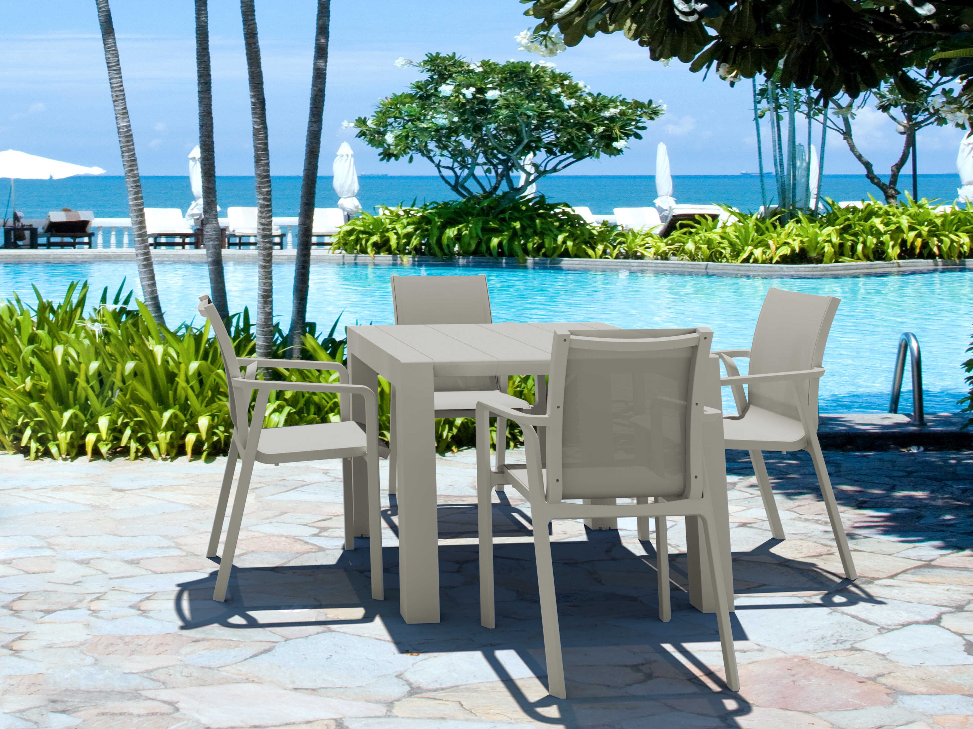 Compamia Pacific Taupe Resin Dining Set