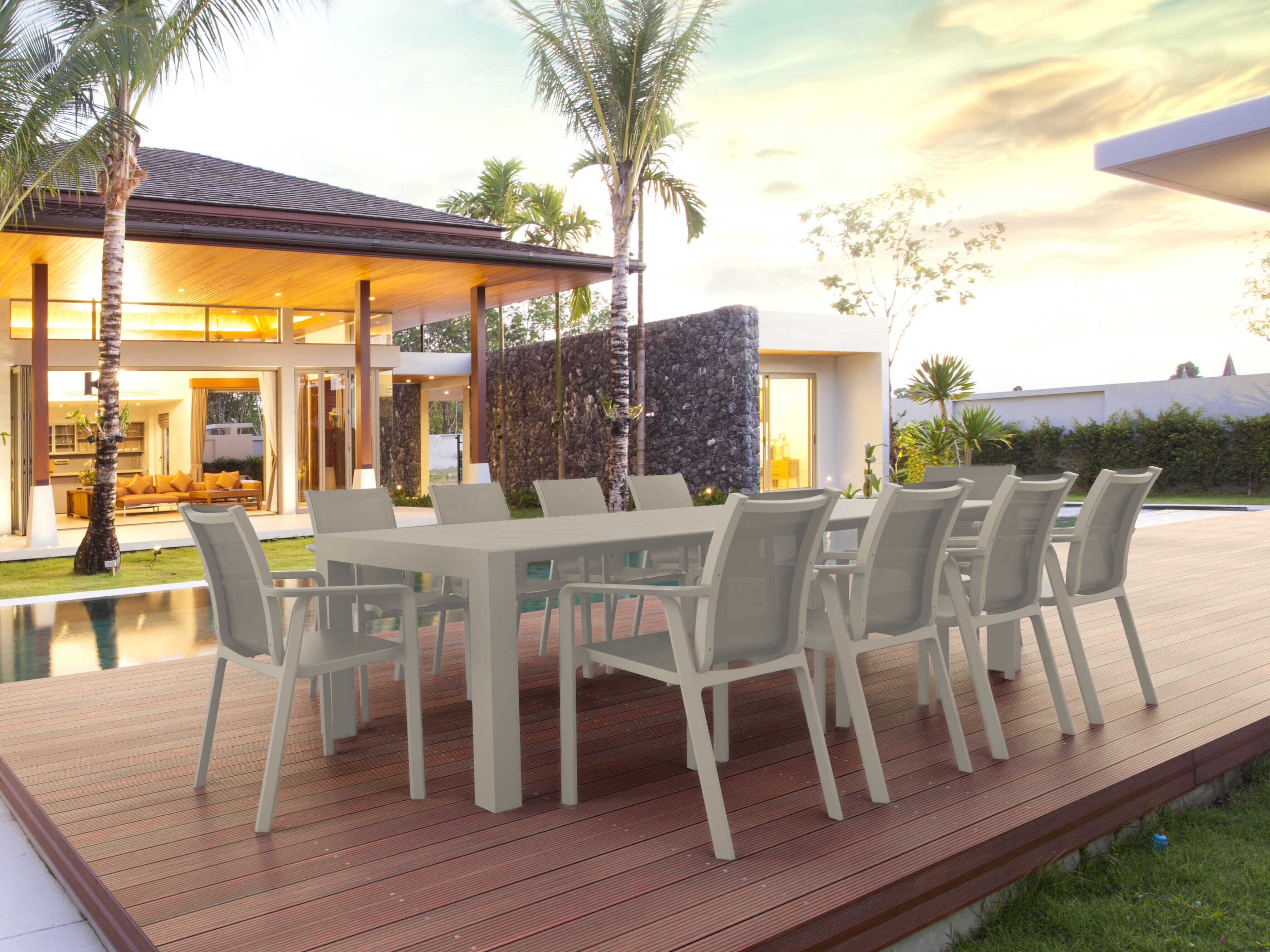 Compamia Pacific Taupe Resin Dining Set