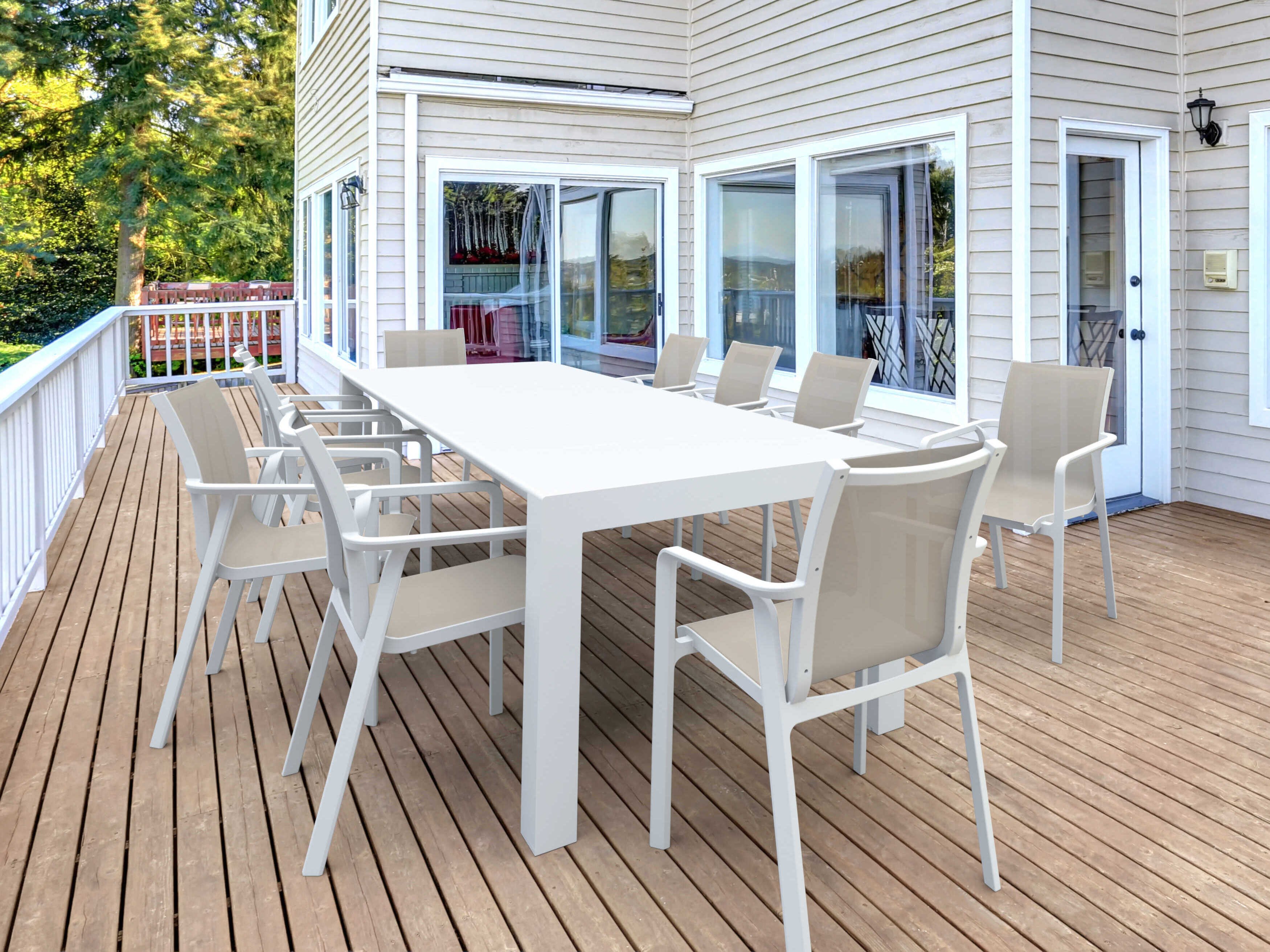 Compamia Pacific White Taupe Resin Dining Set