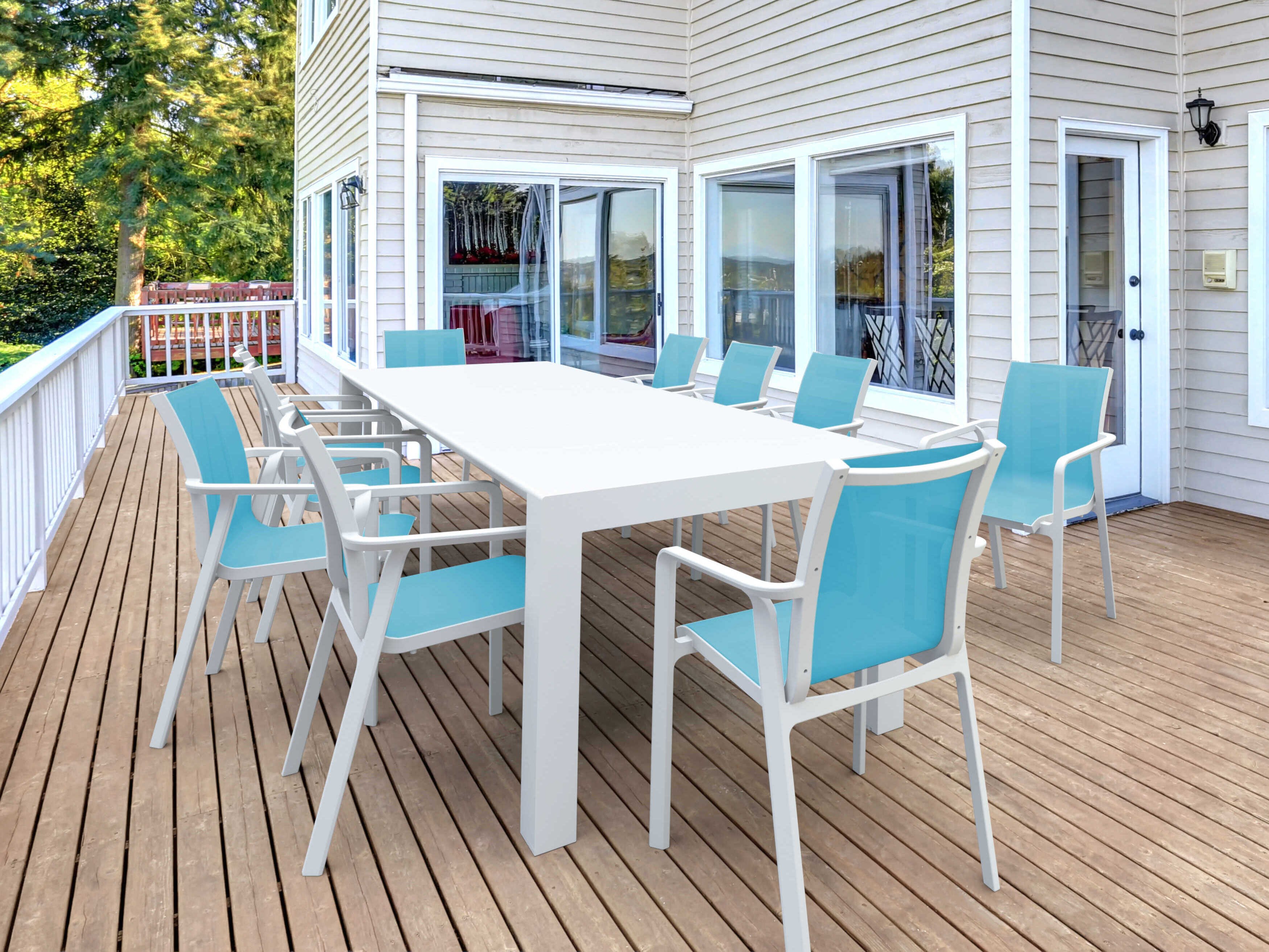 Compamia Pacific White Turquoise Resin Dining Set