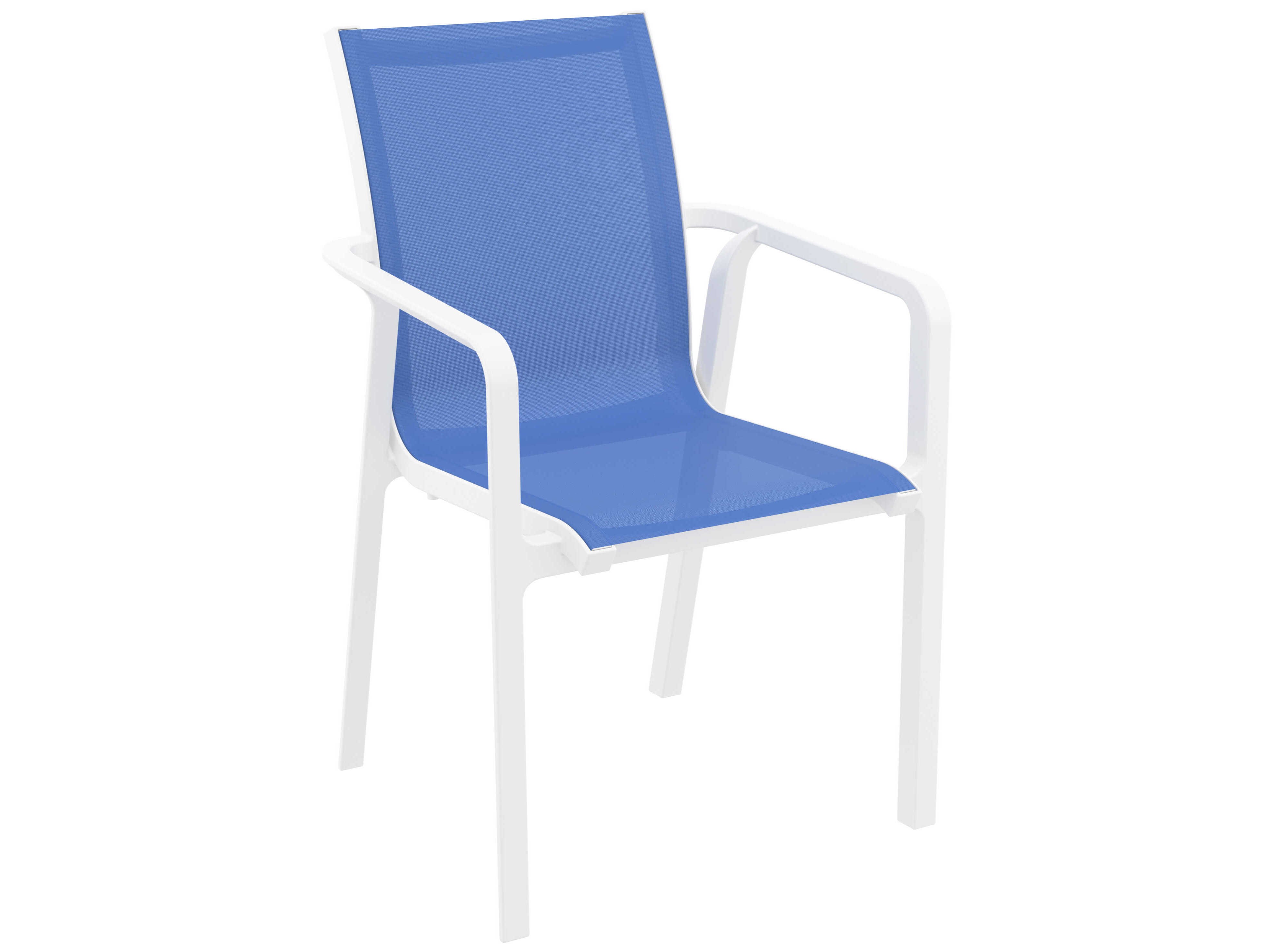 Compamia Pacific White Blue Resin Sling Dining Chair (Set of 2)