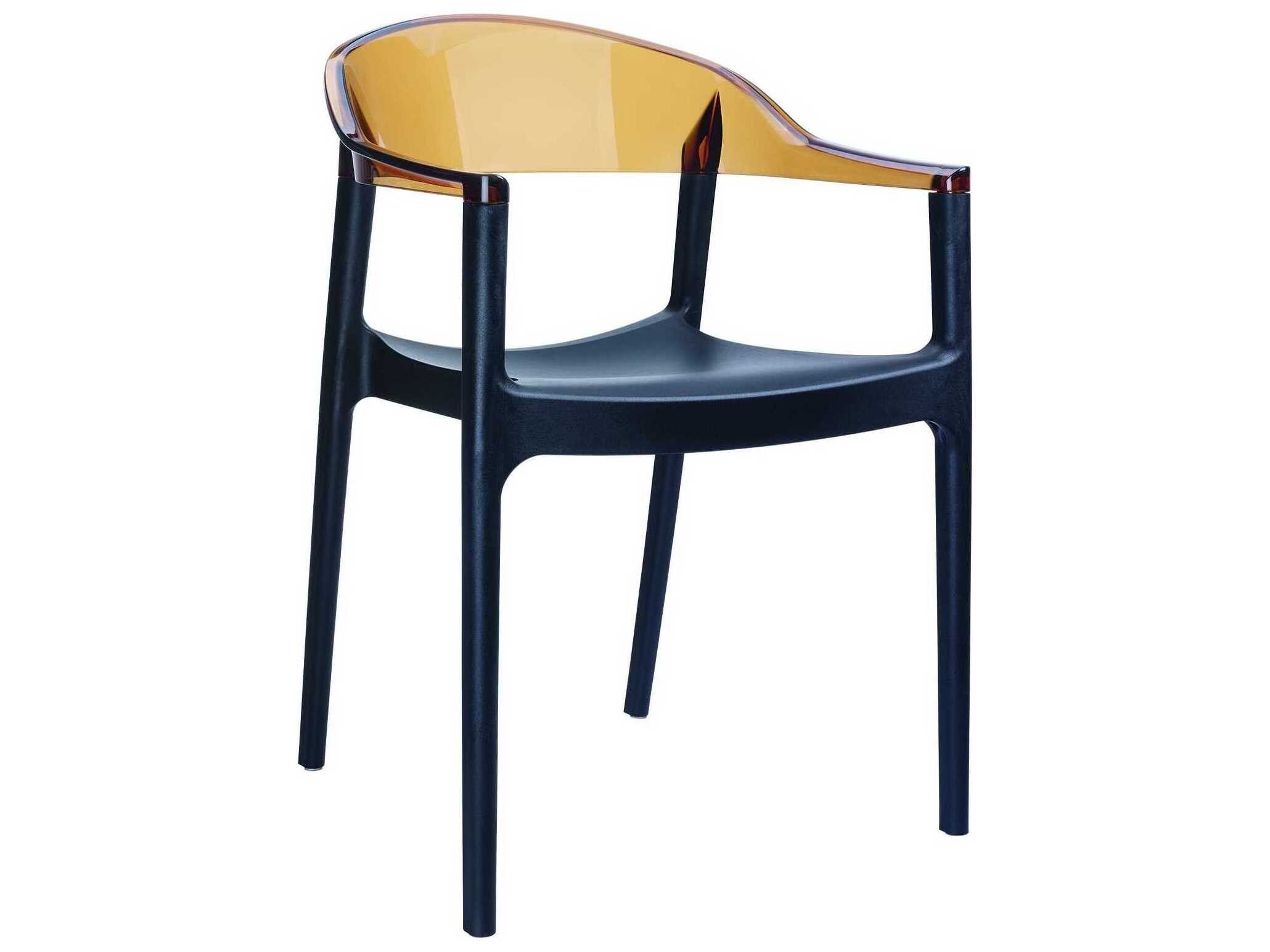 Compamia Carmen Black Transparent Amber Polypropylene Dining Chair (Set of 2)