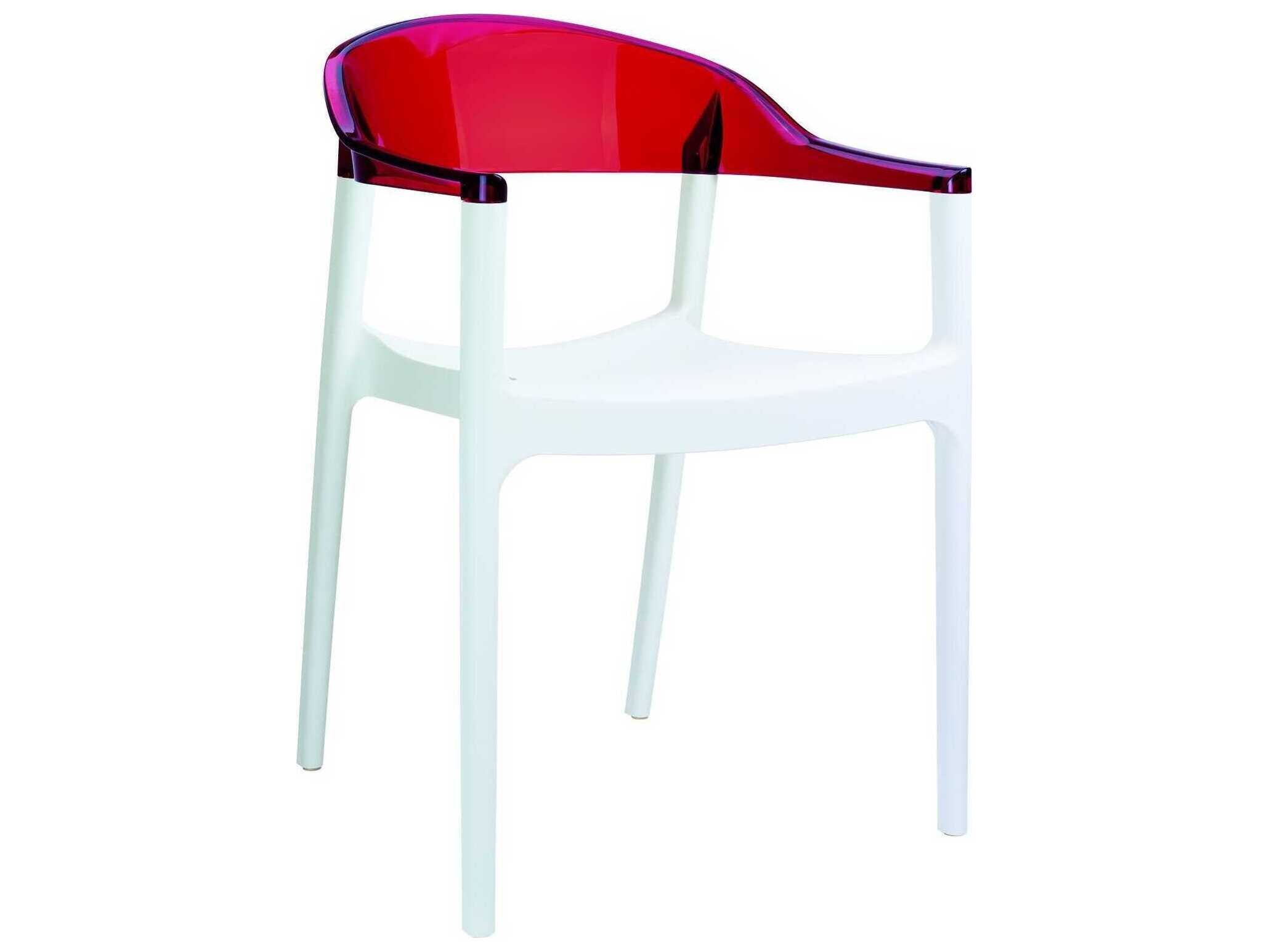 Compamia Carmen White Transparent Red Polypropylene Dining Chair (Set of 2)