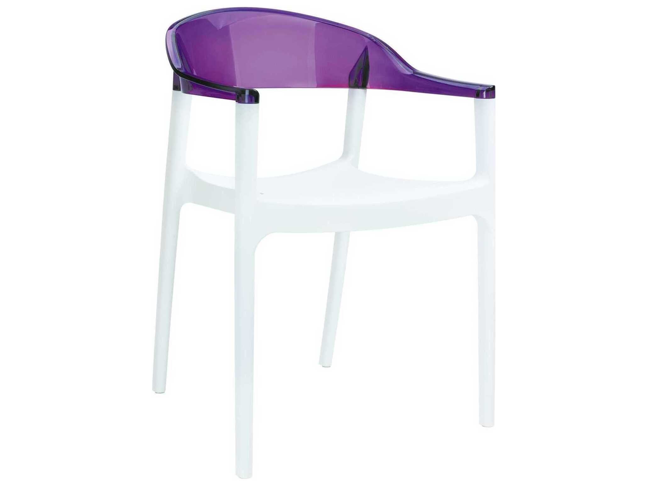 Compamia Carmen White Transparent Violet Polypropylene Dining Chair (Set of 2)