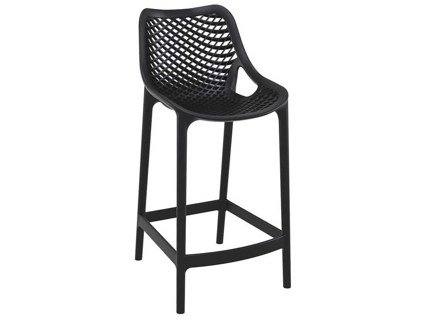 Compamia Air Black Polypropylene Resin Counter Stool (Set of 2)
