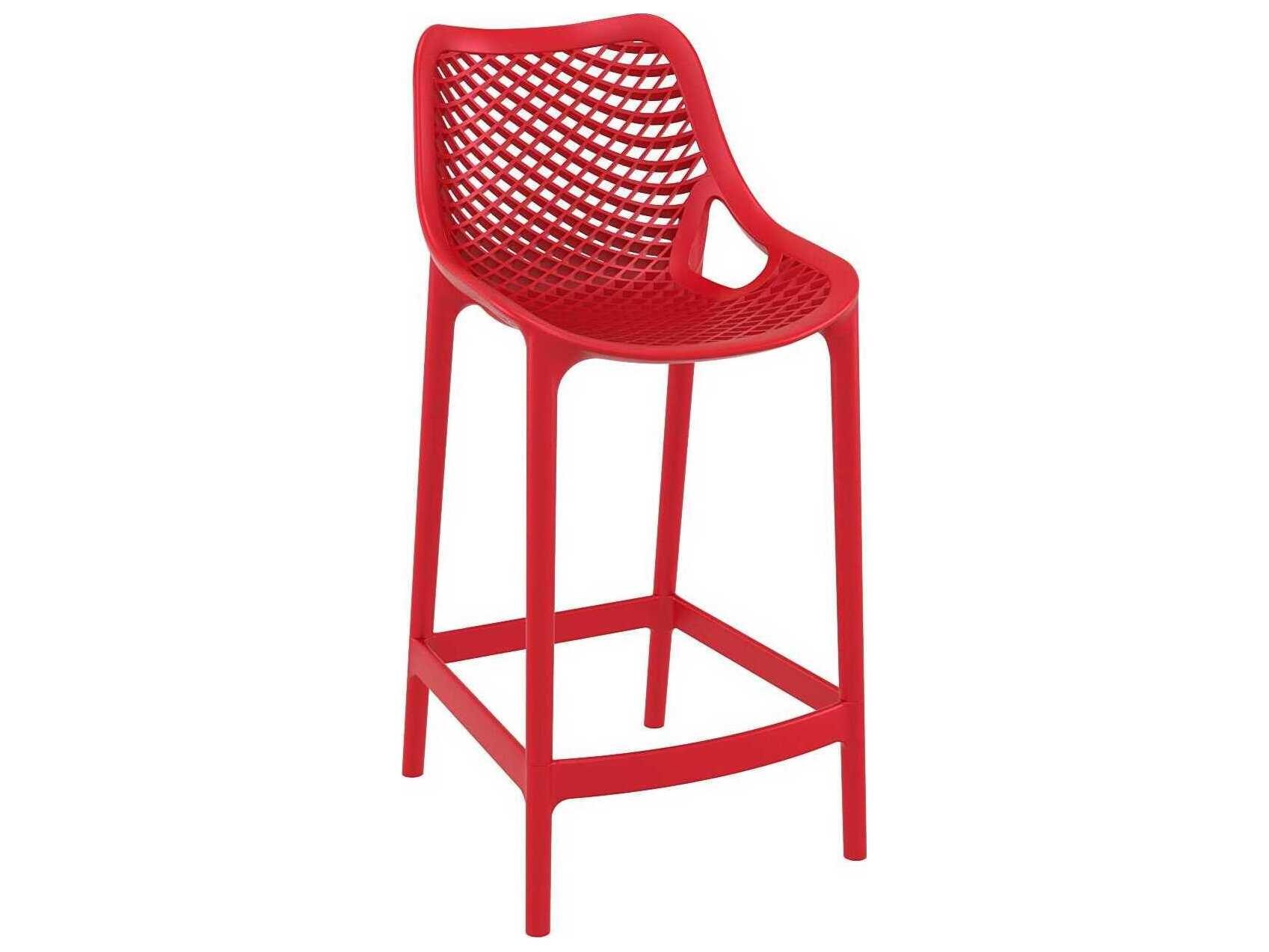 Compamia Air Red Polypropylene Resin Counter Stool (Set of 2)