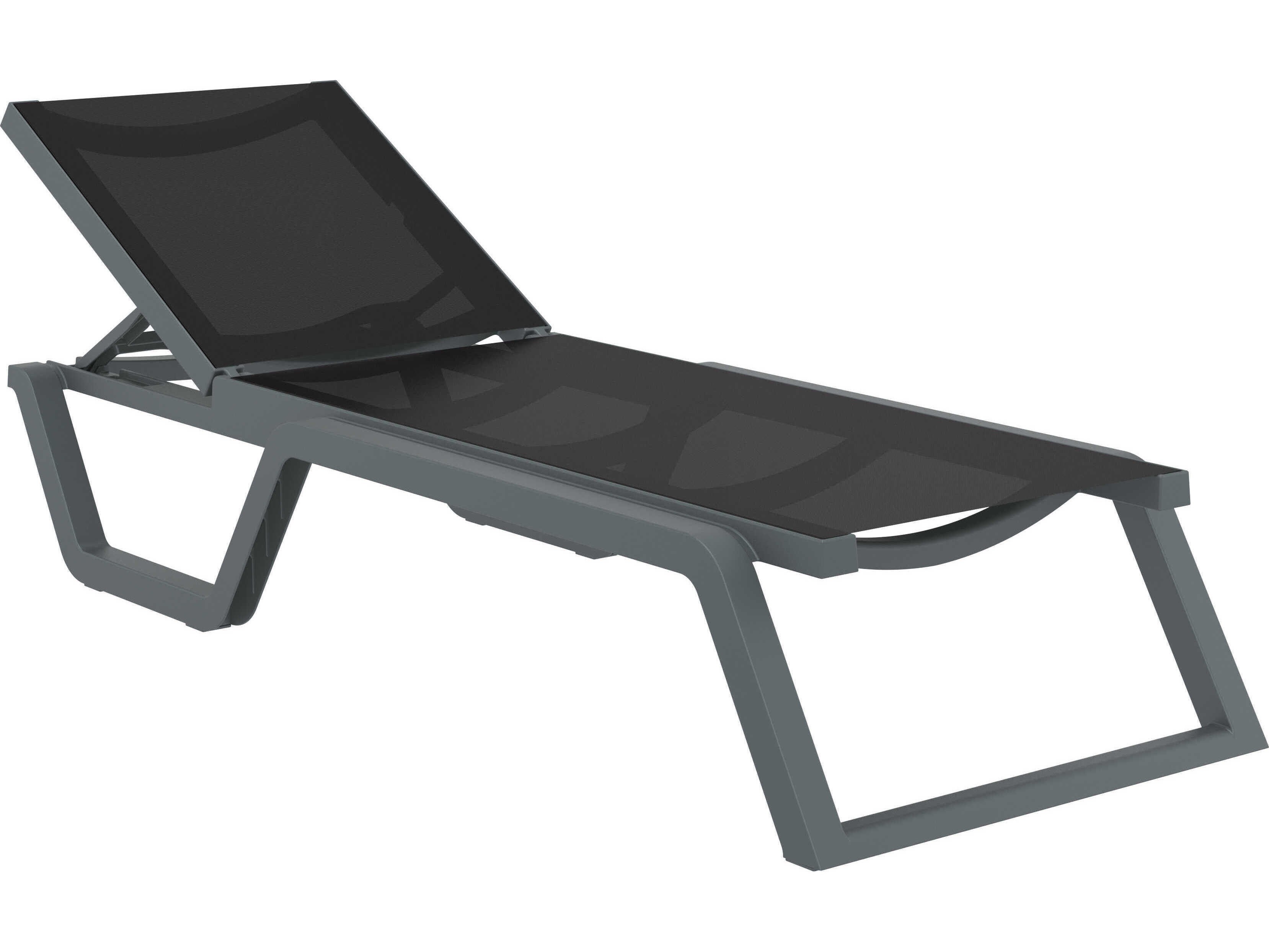 Compamia Rio Dark Gray Black Polypropylene Sling Chaise Lounge (Set of 4)