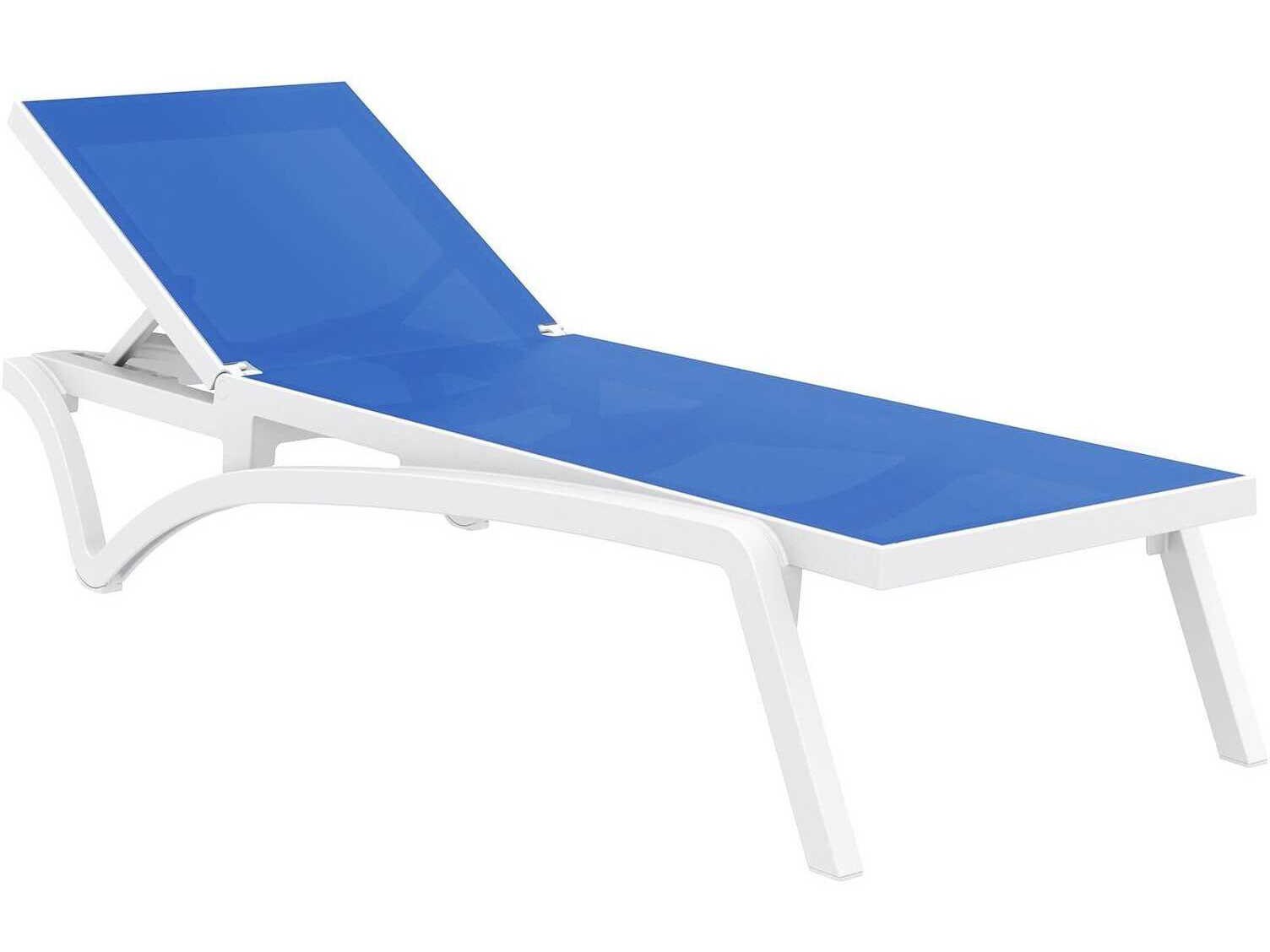 Compamia Pacific White Blue Resin Sling Chaise Lounge (Set of 2)