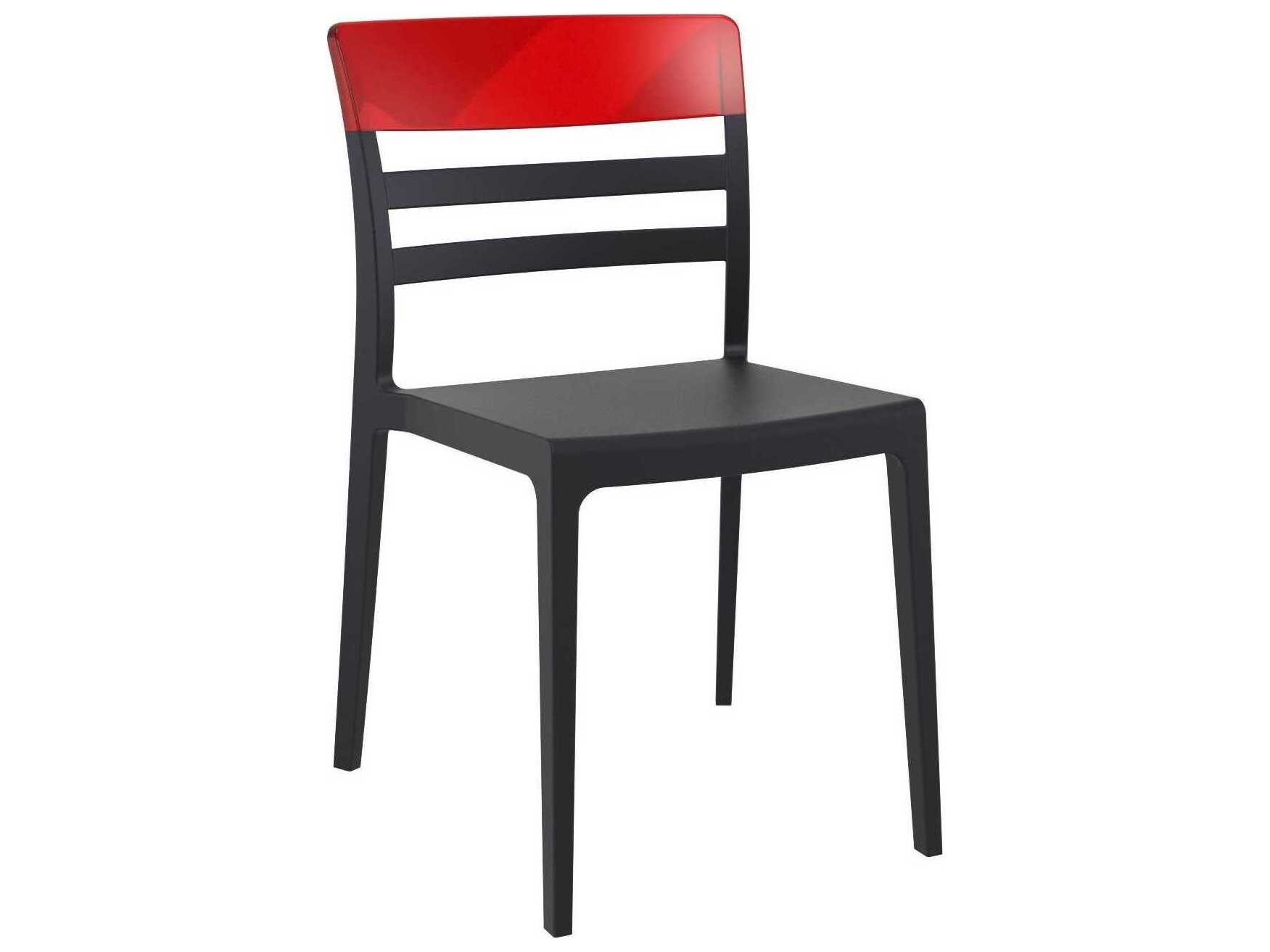 Compamia Moon Black Transparent Red Polypropylene Dining Chair (Set of 2)