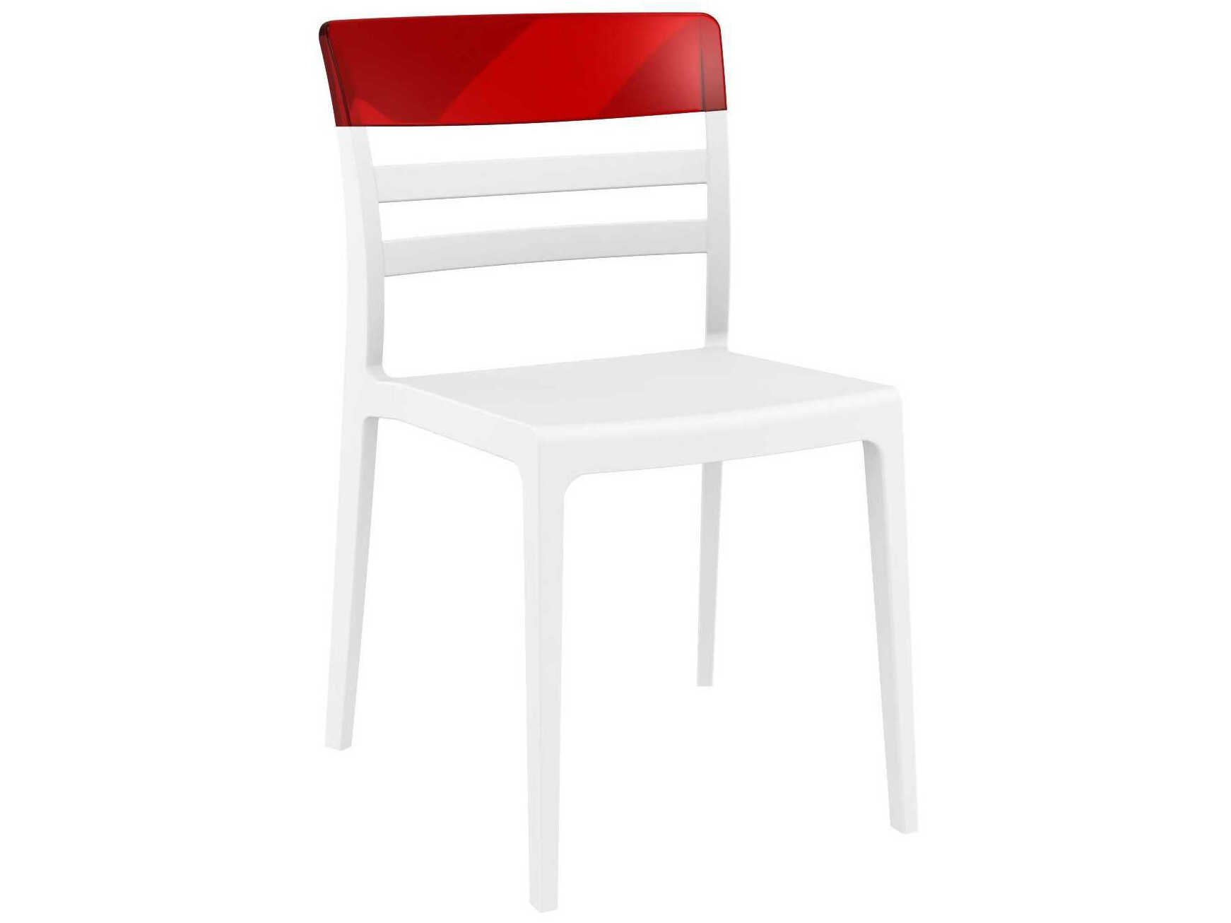 Compamia Moon White Transparent Red Polypropylene Dining Chair (Set of 2)
