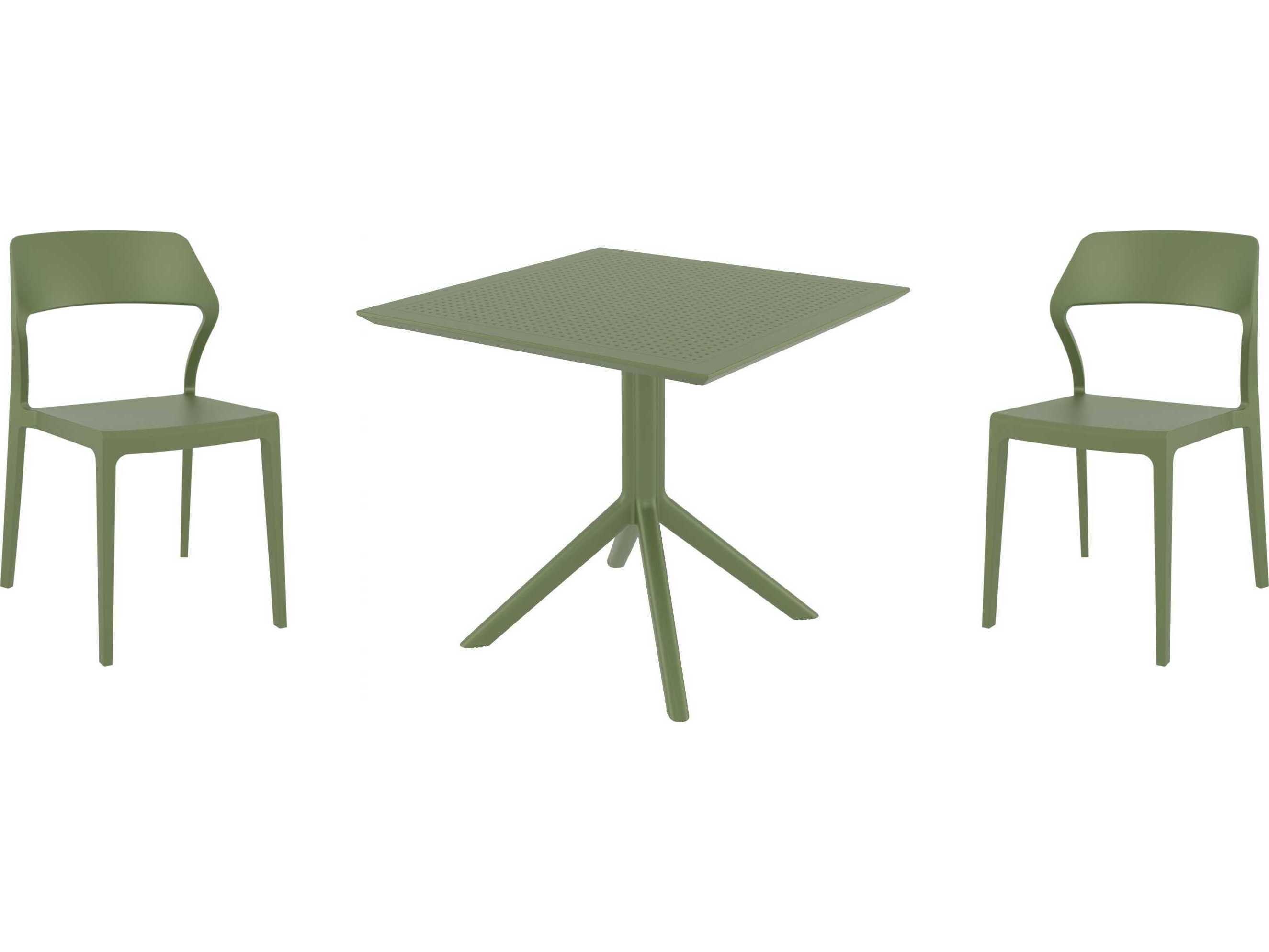 Compamia Snow Olive Green Polypropylene Dining Set