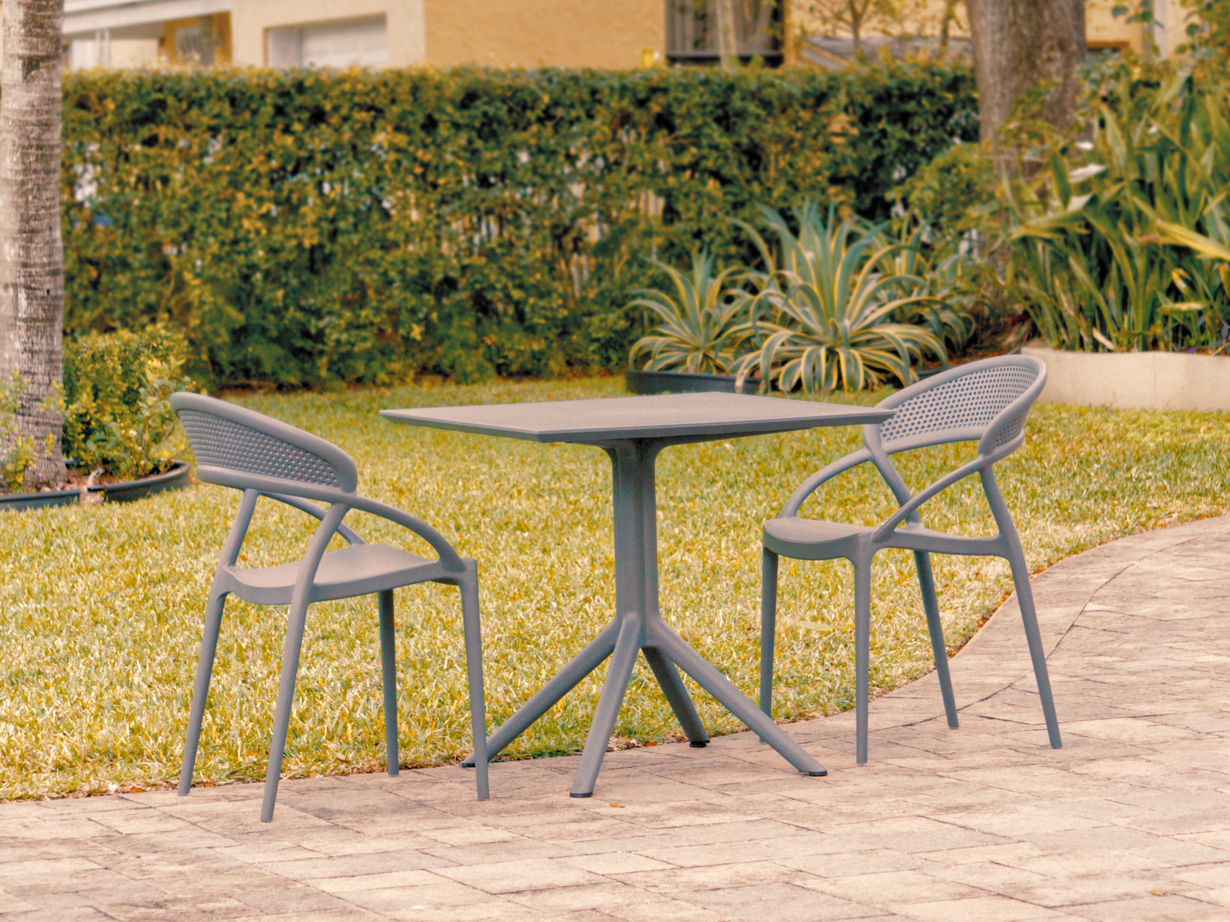 Compamia Sunset Dark Gray Polypropylene Dining Set