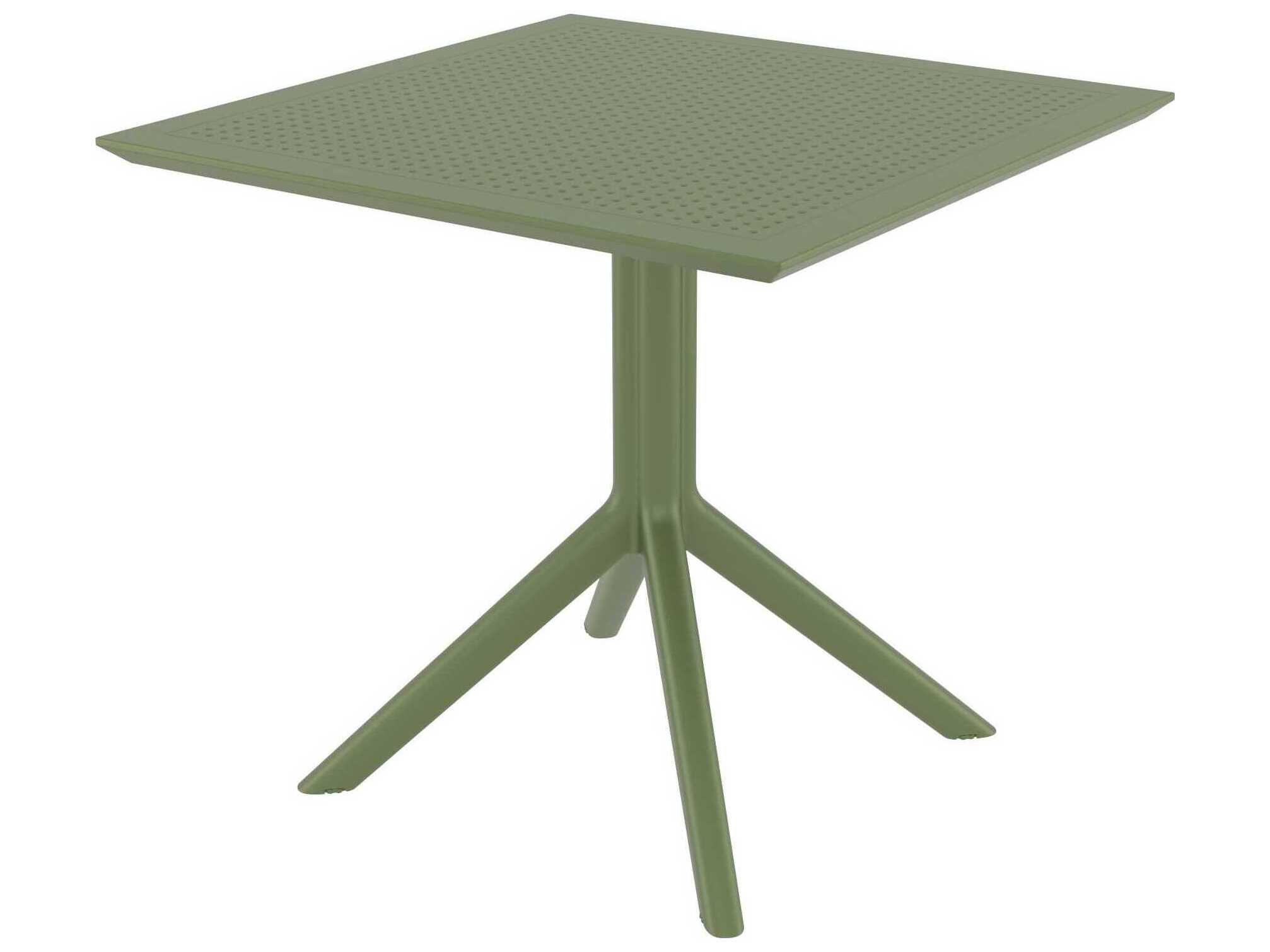 Compamia Sky Olive Green Polypropylene Square Dining Table