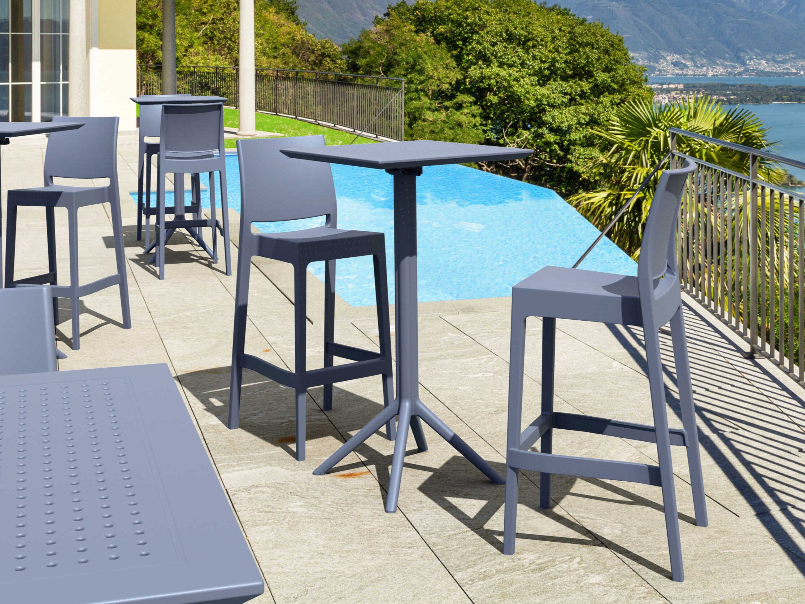 Compamia Sky Dark Gray Polypropylene Dining Set