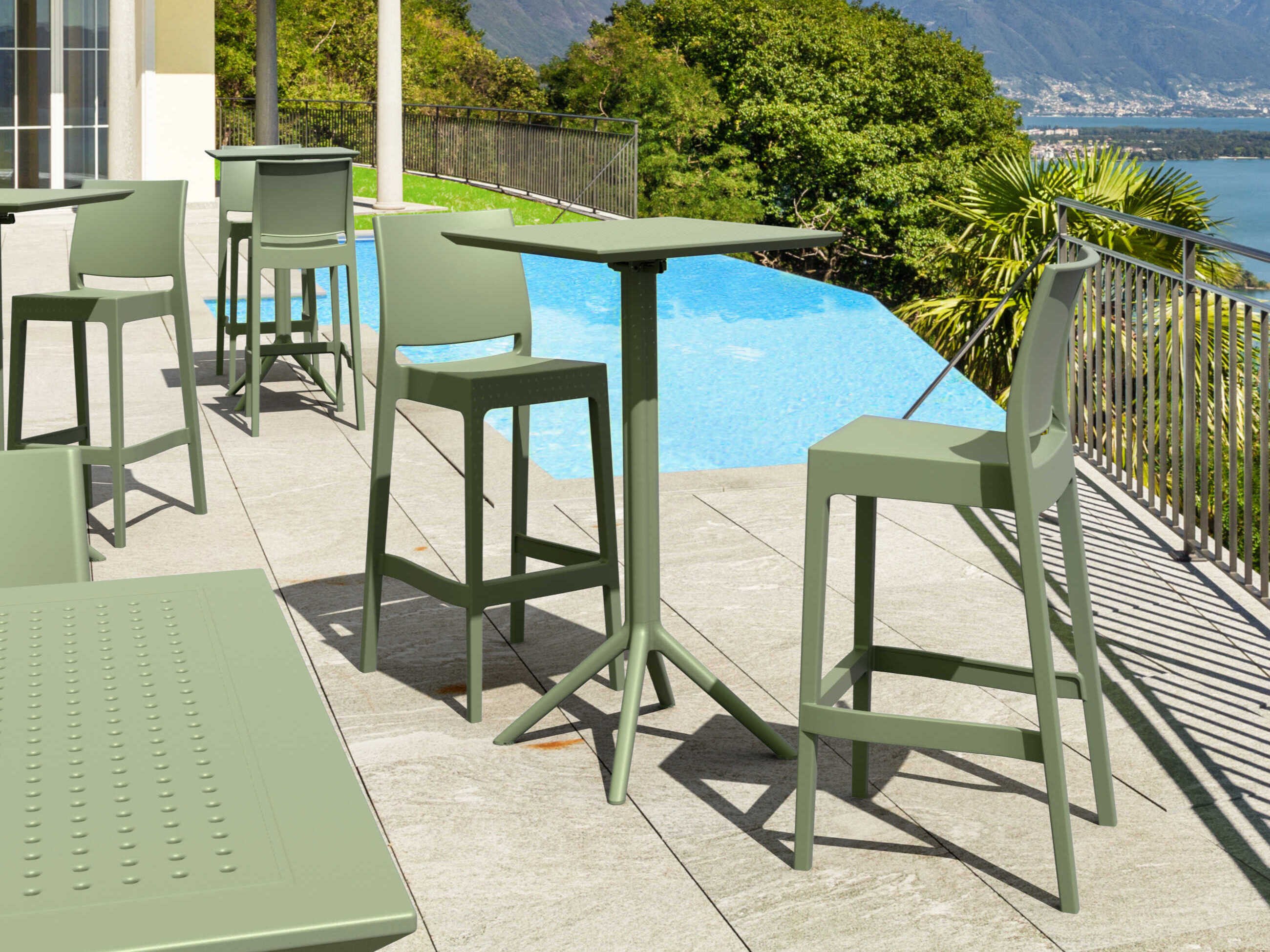 Compamia Sky Olive Green Polypropylene Dining Set