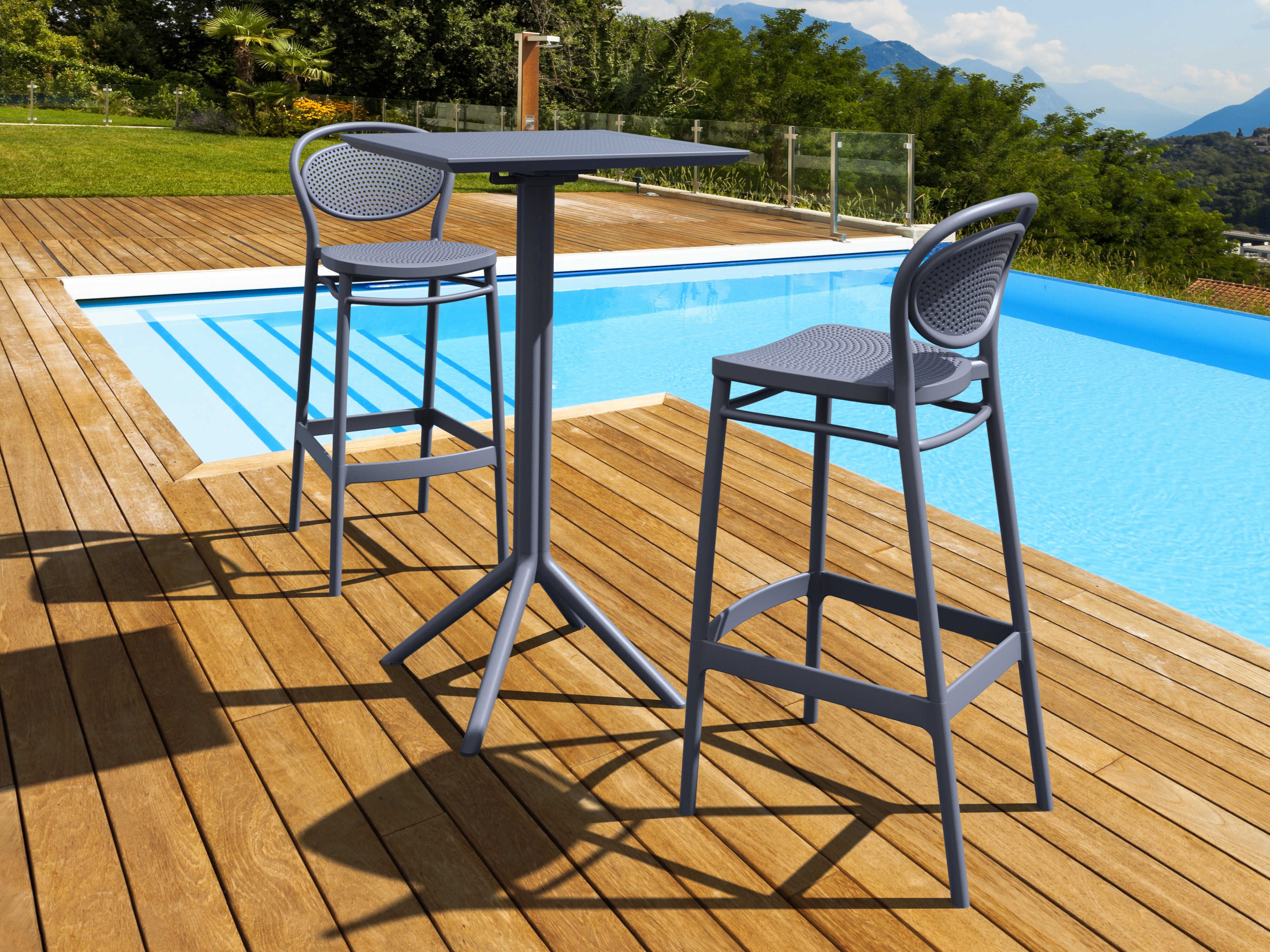 Compamia Sky Dark Gray Polypropylene Dining Set