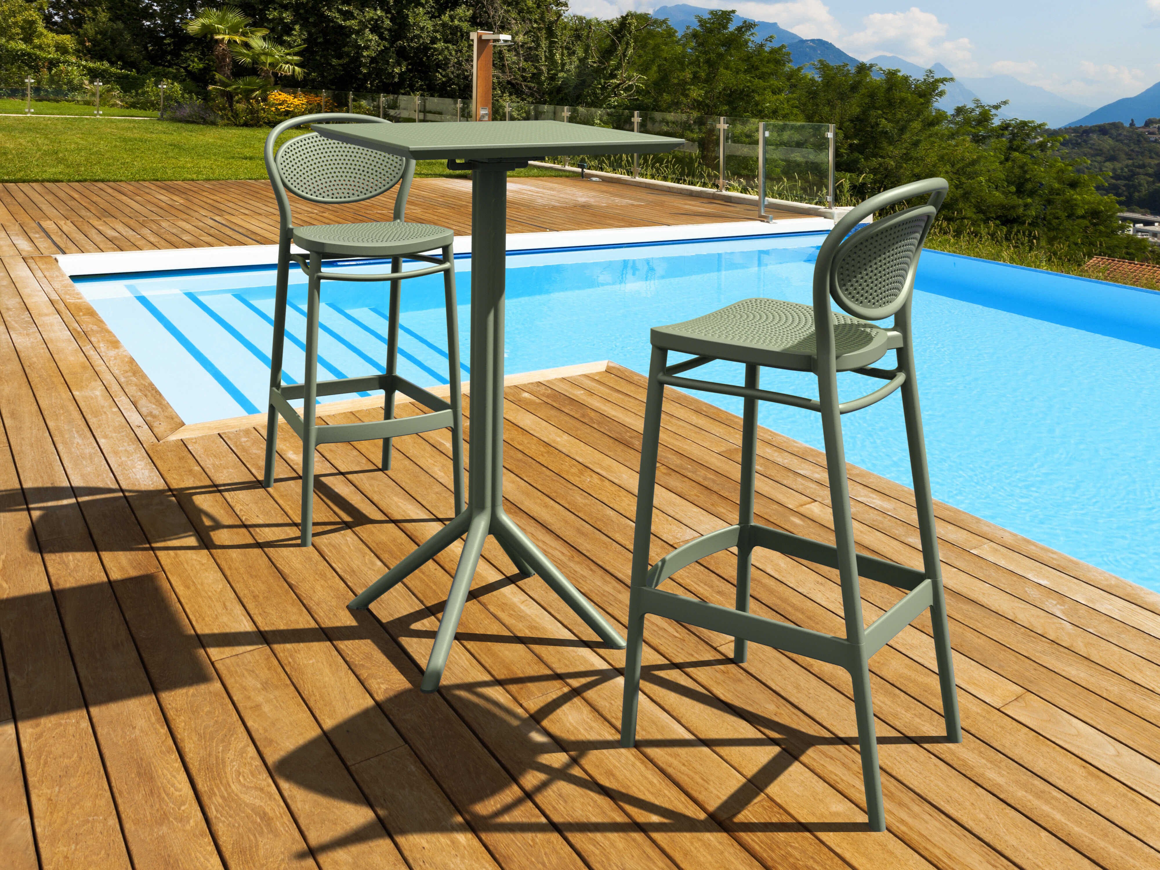 Compamia Sky Olive Green Polypropylene Dining Set