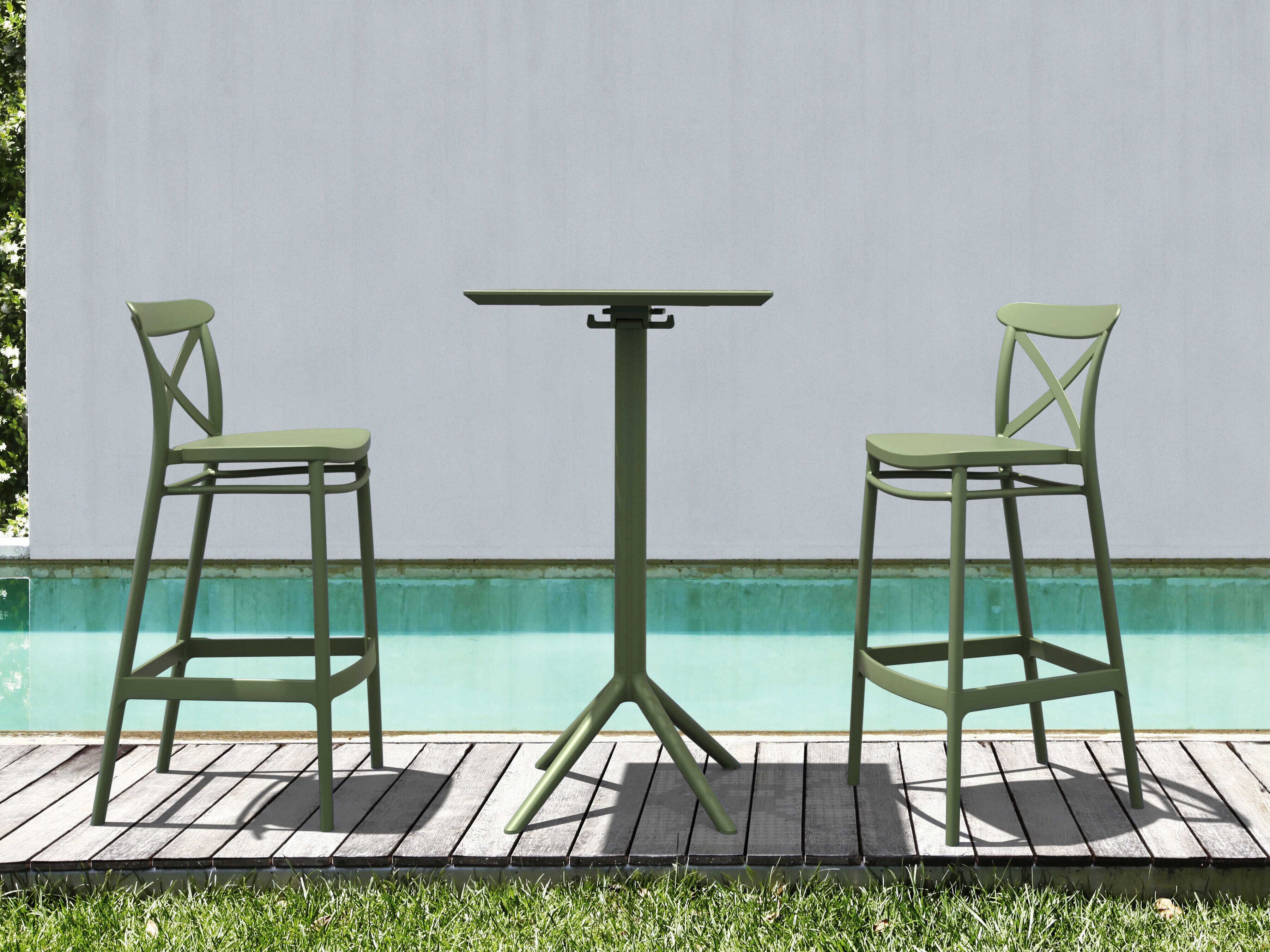 Compamia Sky Olive Green Polypropylene Dining Set