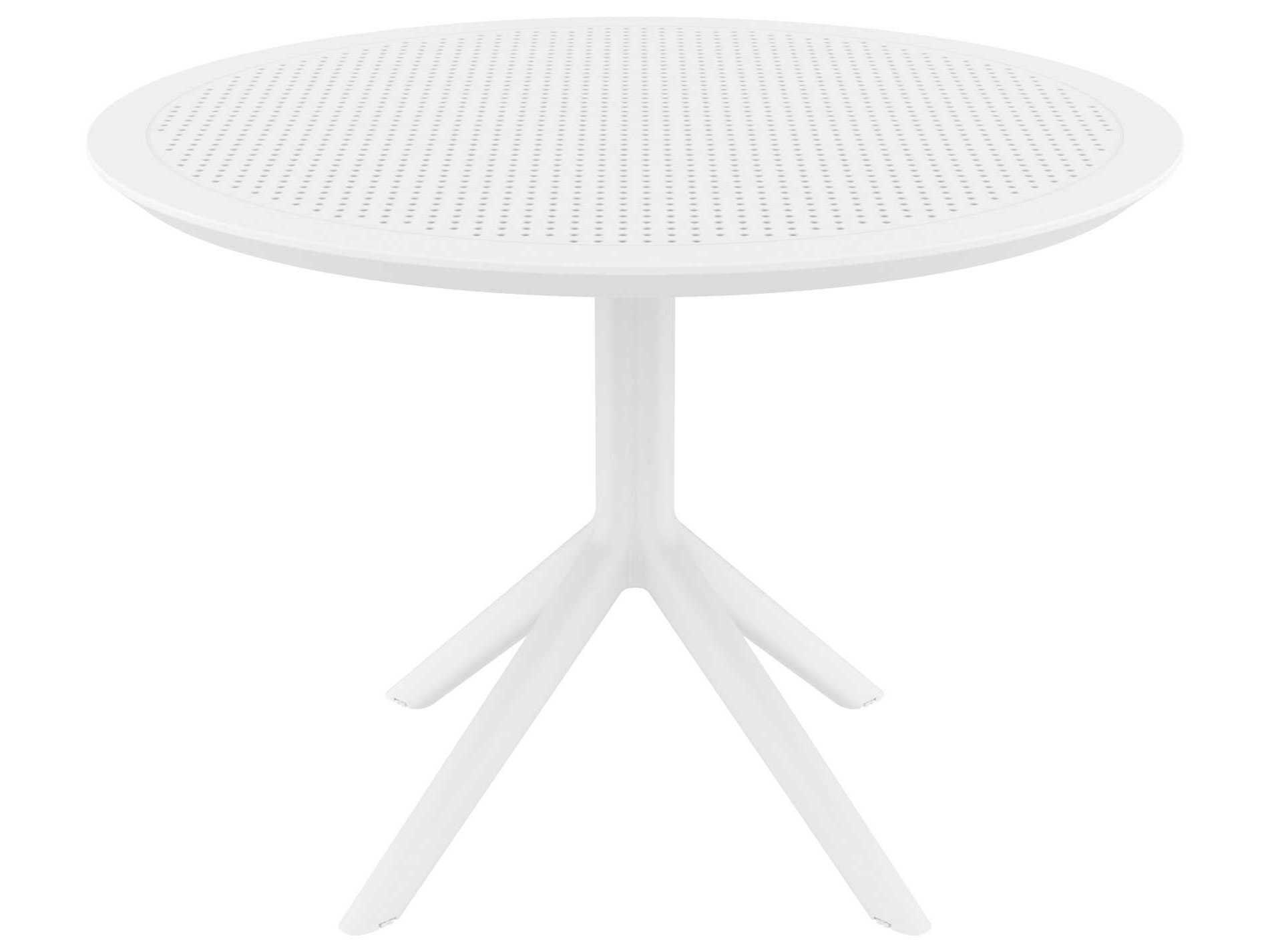 Compamia Sky White Polypropylene Round Umbrella Hole Dining Table