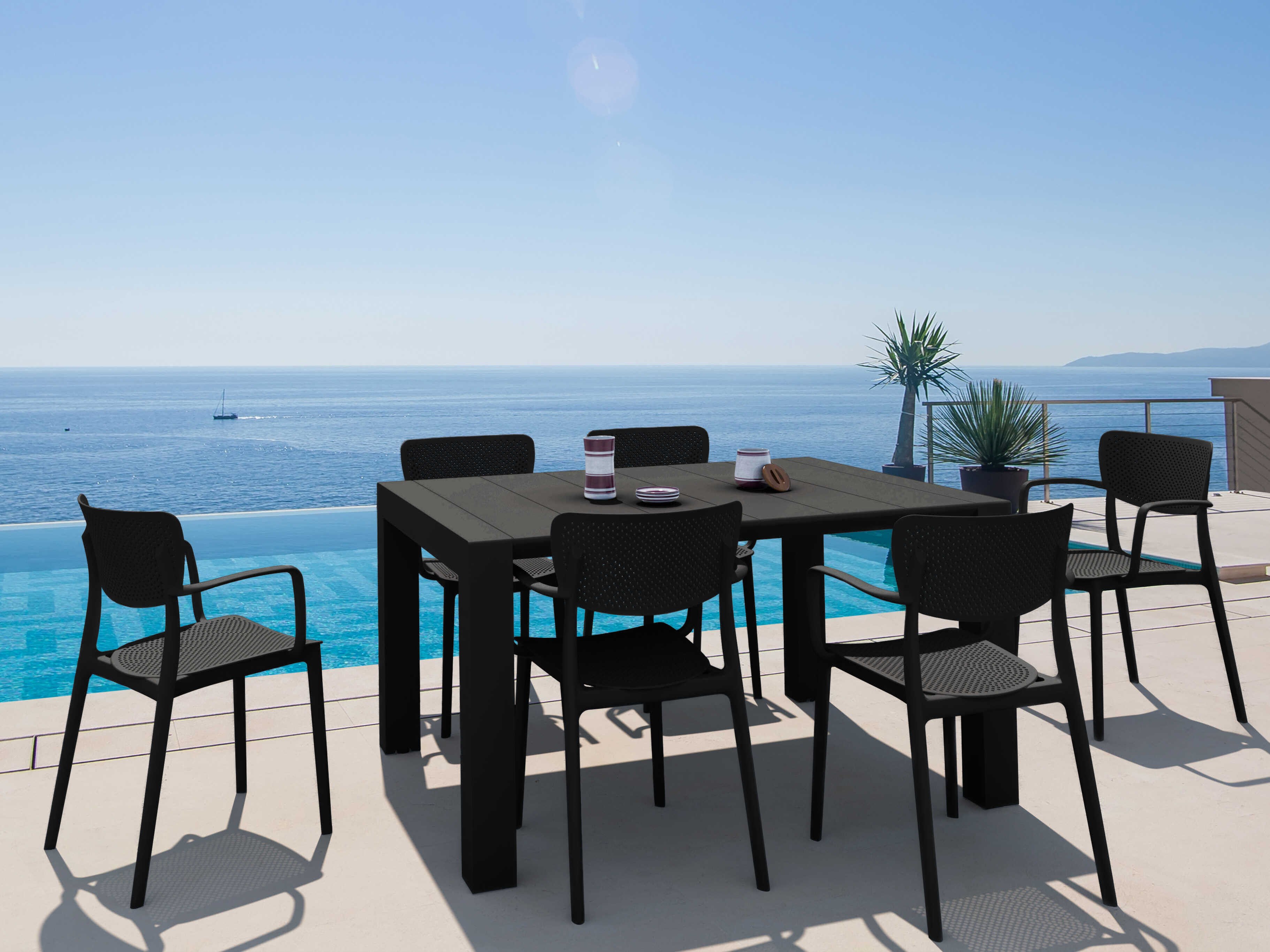 Compamia Loft Black Polypropylene Dining Set
