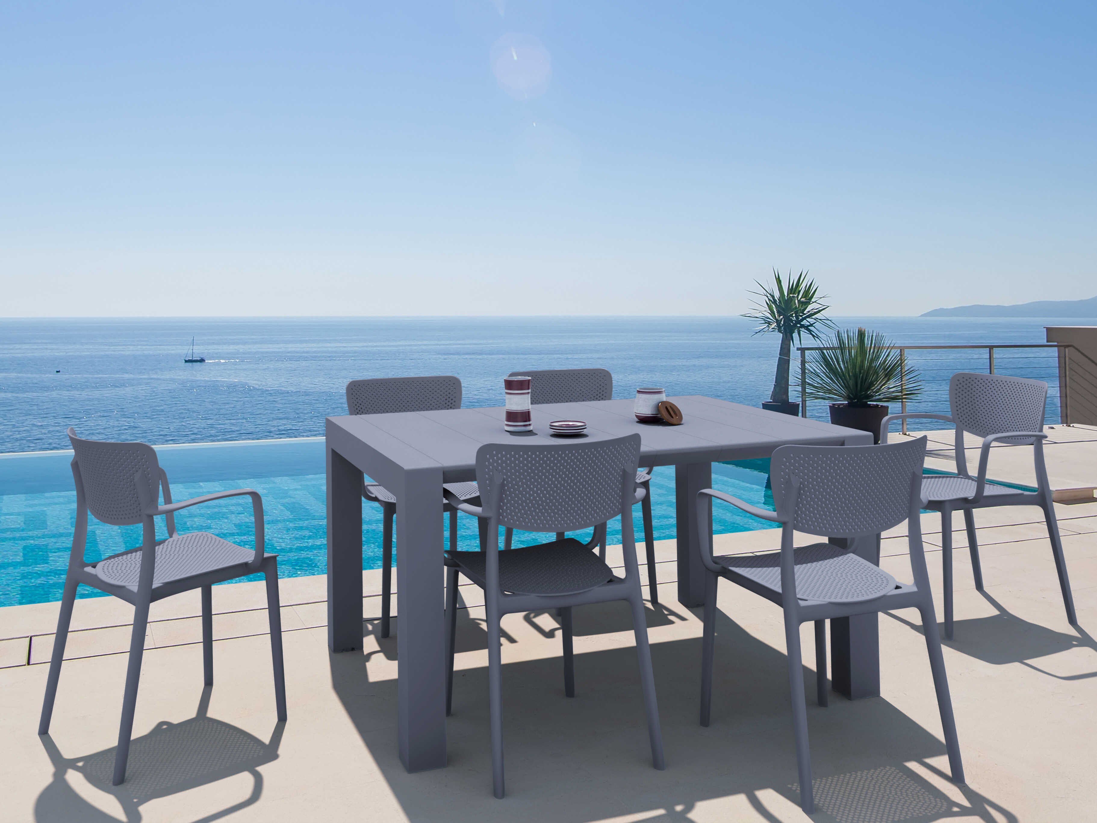 Compamia Loft Dark Gray Polypropylene Dining Set