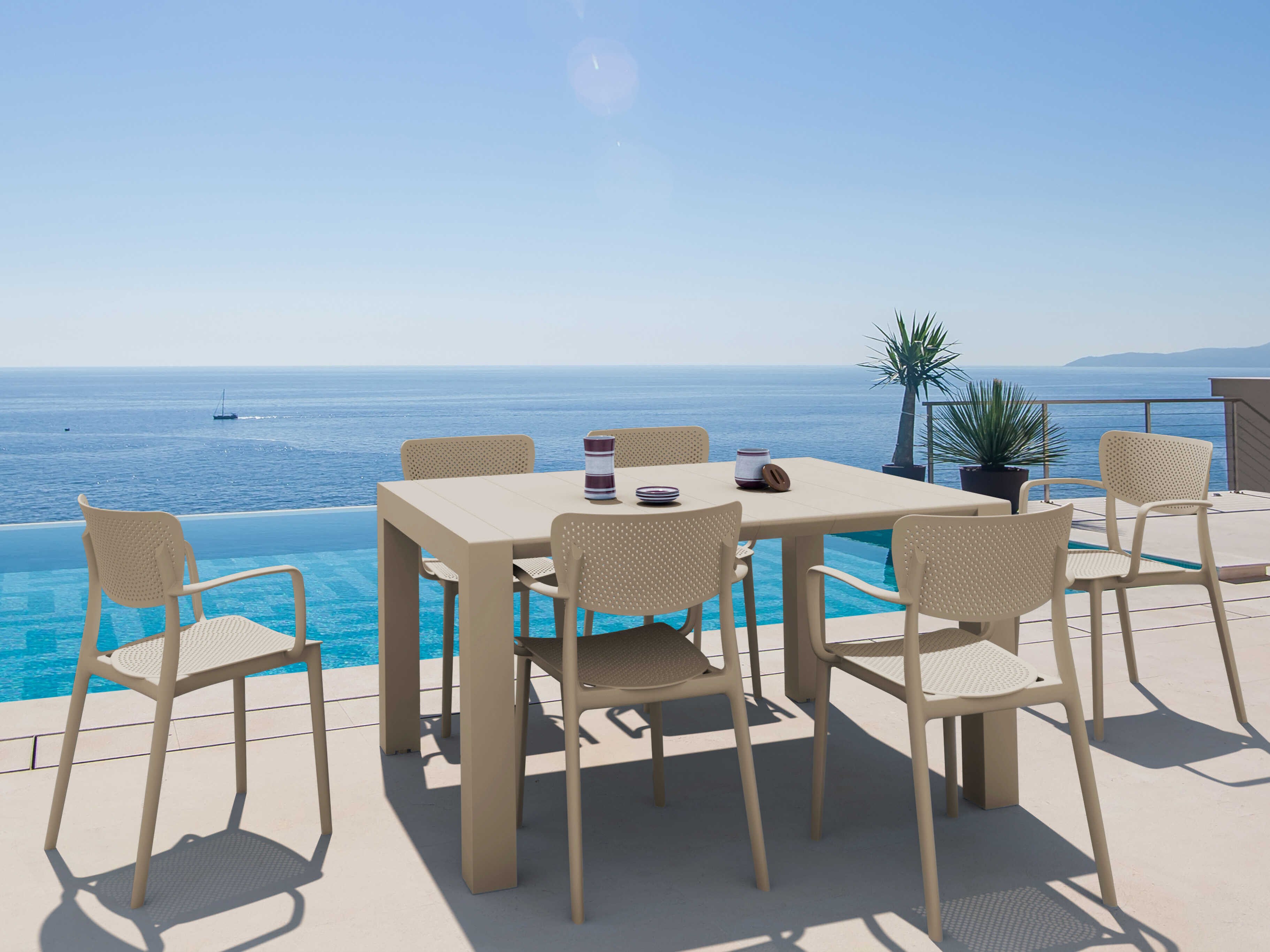 Compamia Loft Taupe Polypropylene Dining Set