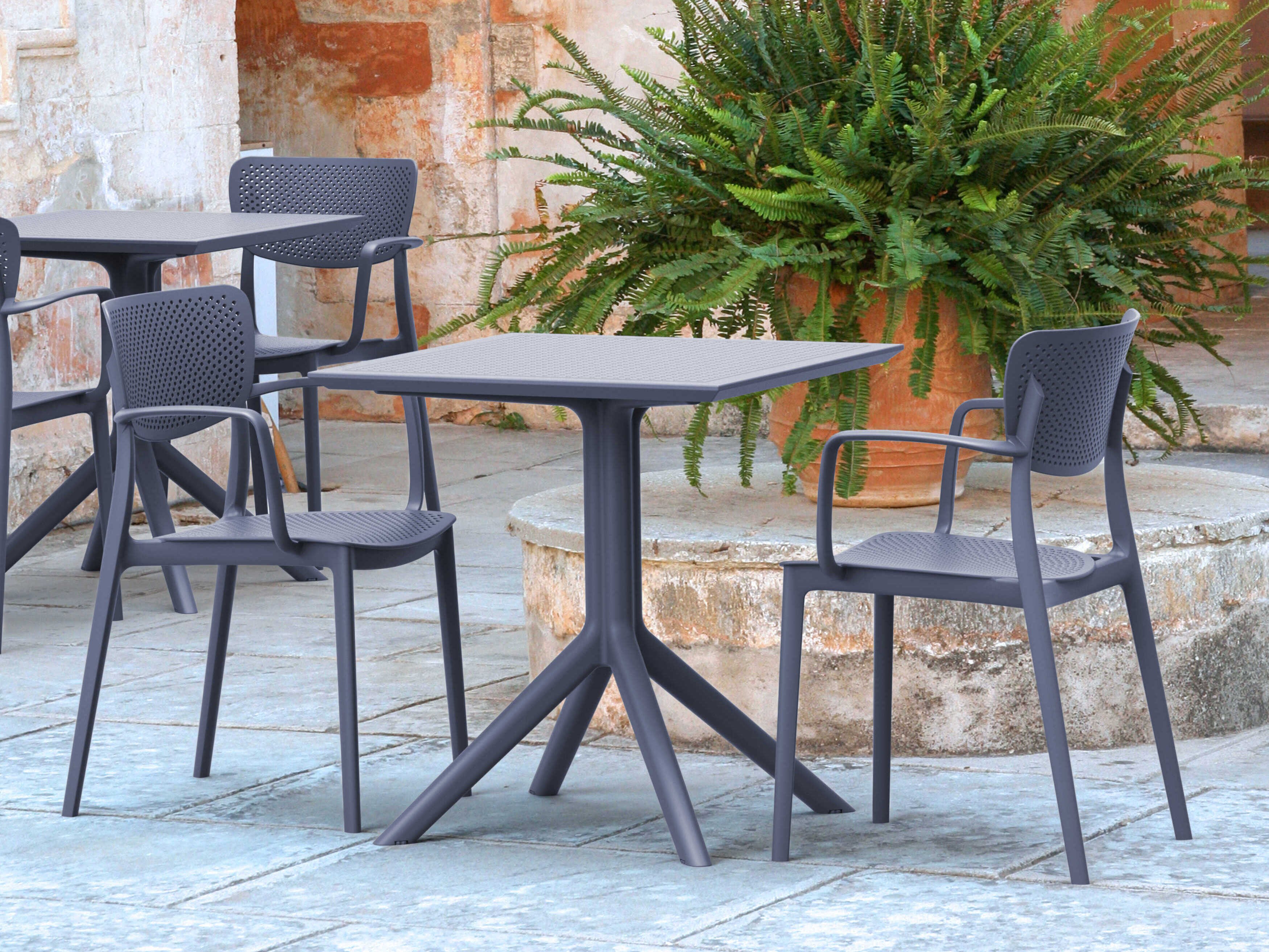 Compamia Loft Dark Gray Polypropylene Dining Set
