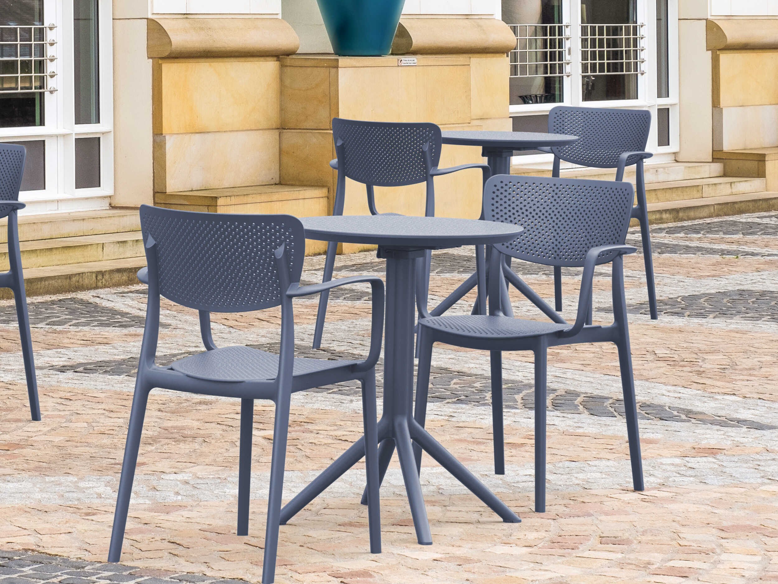 Compamia Loft Dark Gray Polypropylene Dining Set