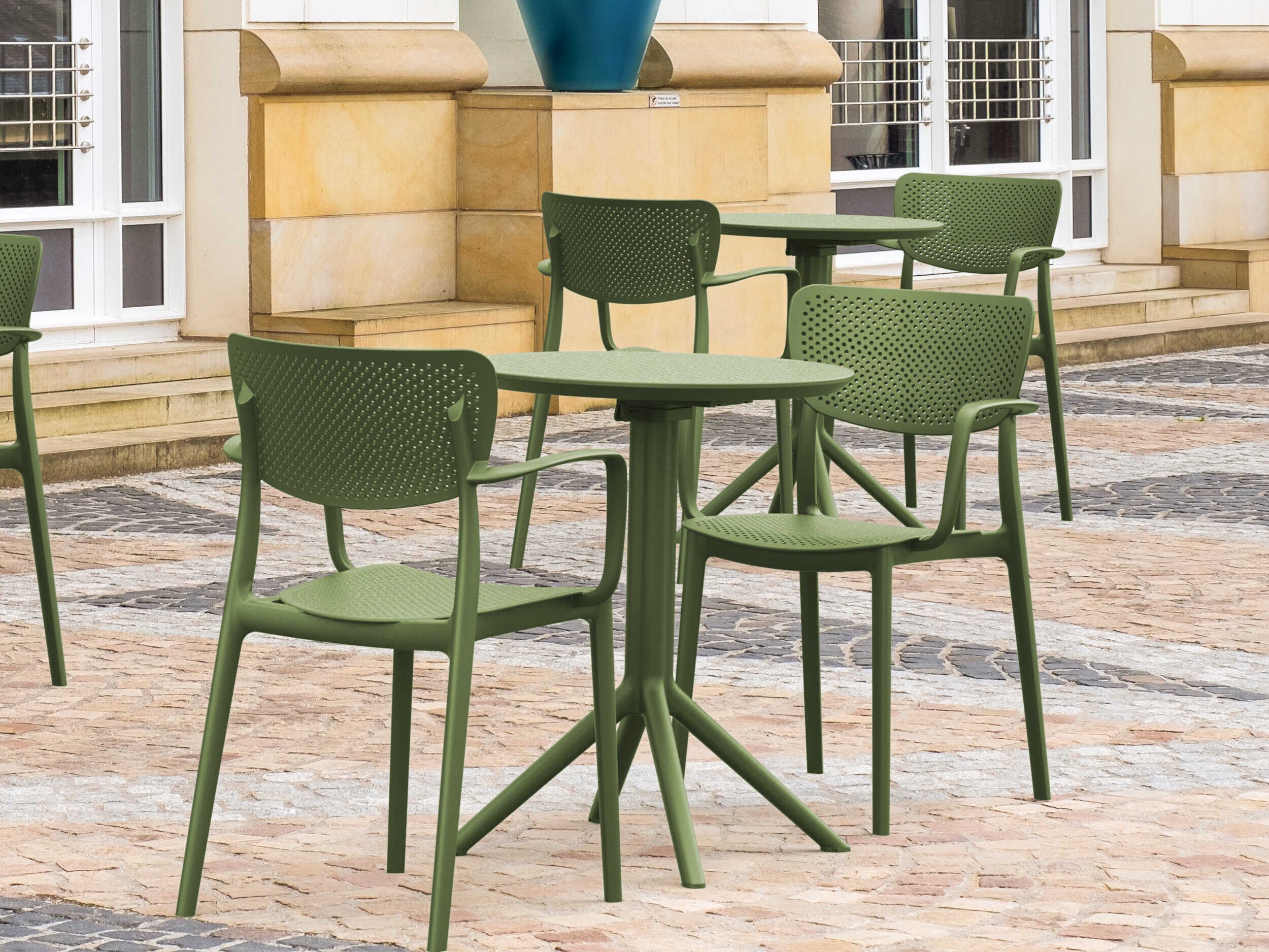 Compamia Loft Olive Green Polypropylene Dining Set