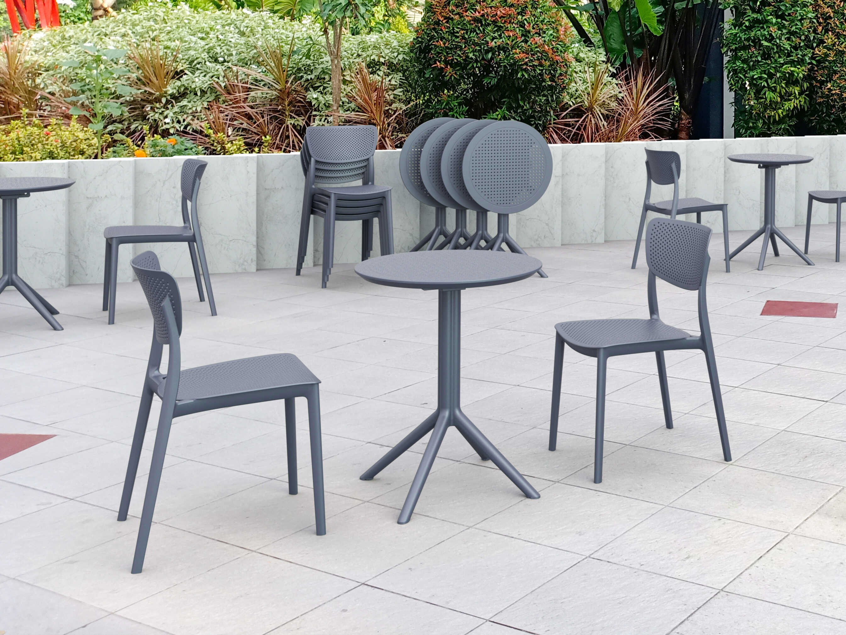 Compamia Lucy Dark Gray Polypropylene Dining Set