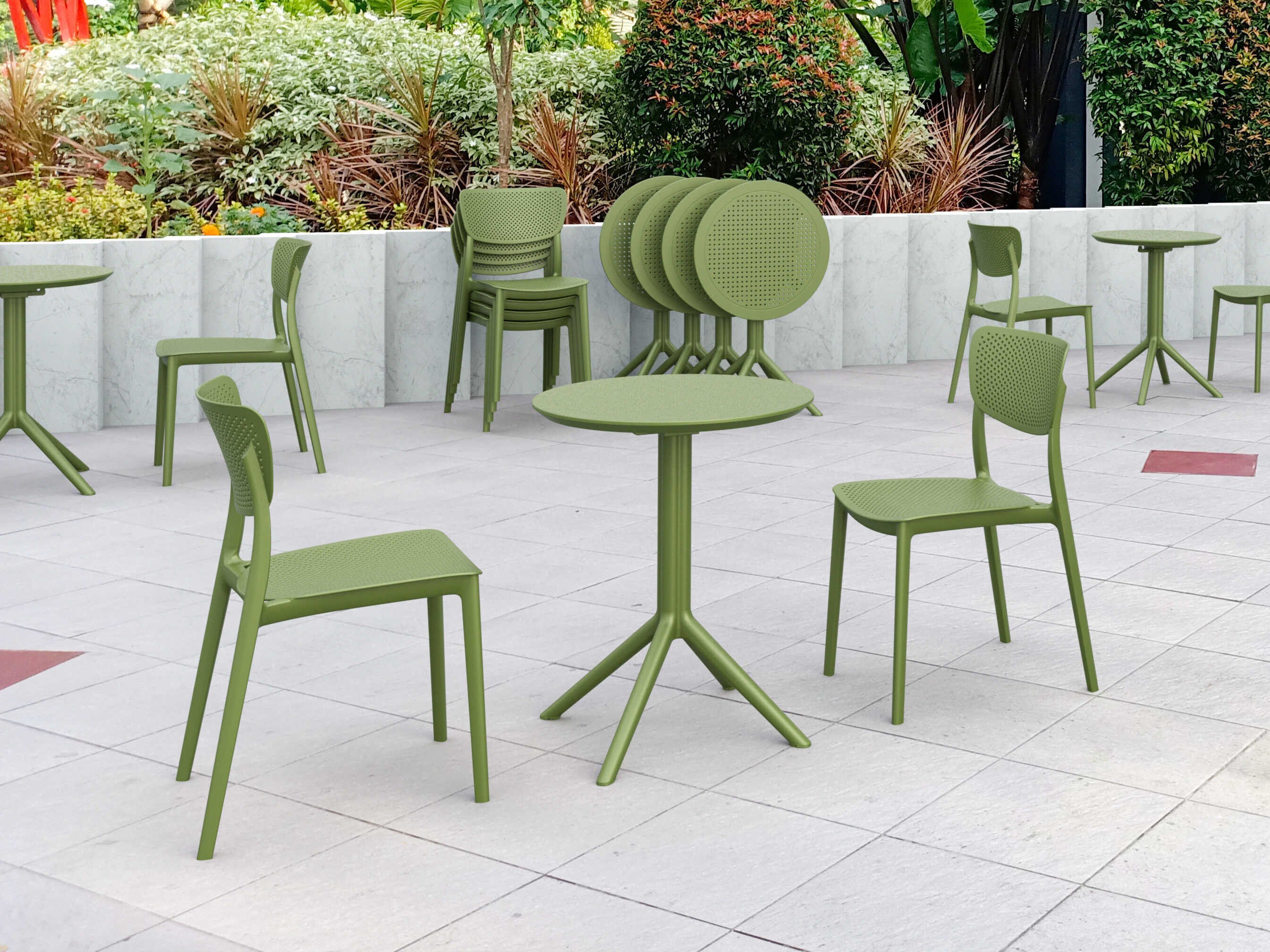 Compamia Lucy Olive Green Polypropylene Dining Set