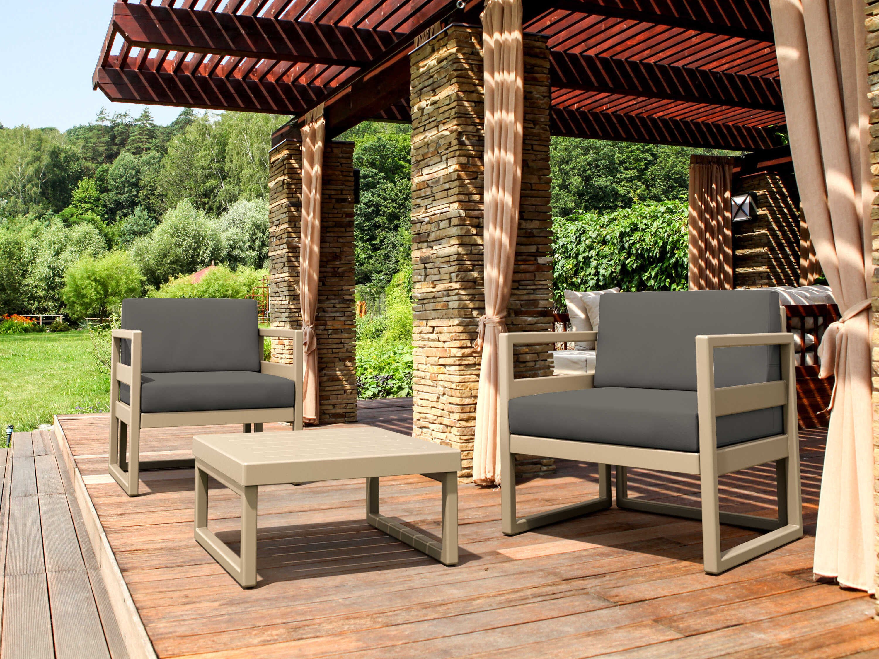 Compamia Mykonos Taupe Resin Cushion Lounge Set