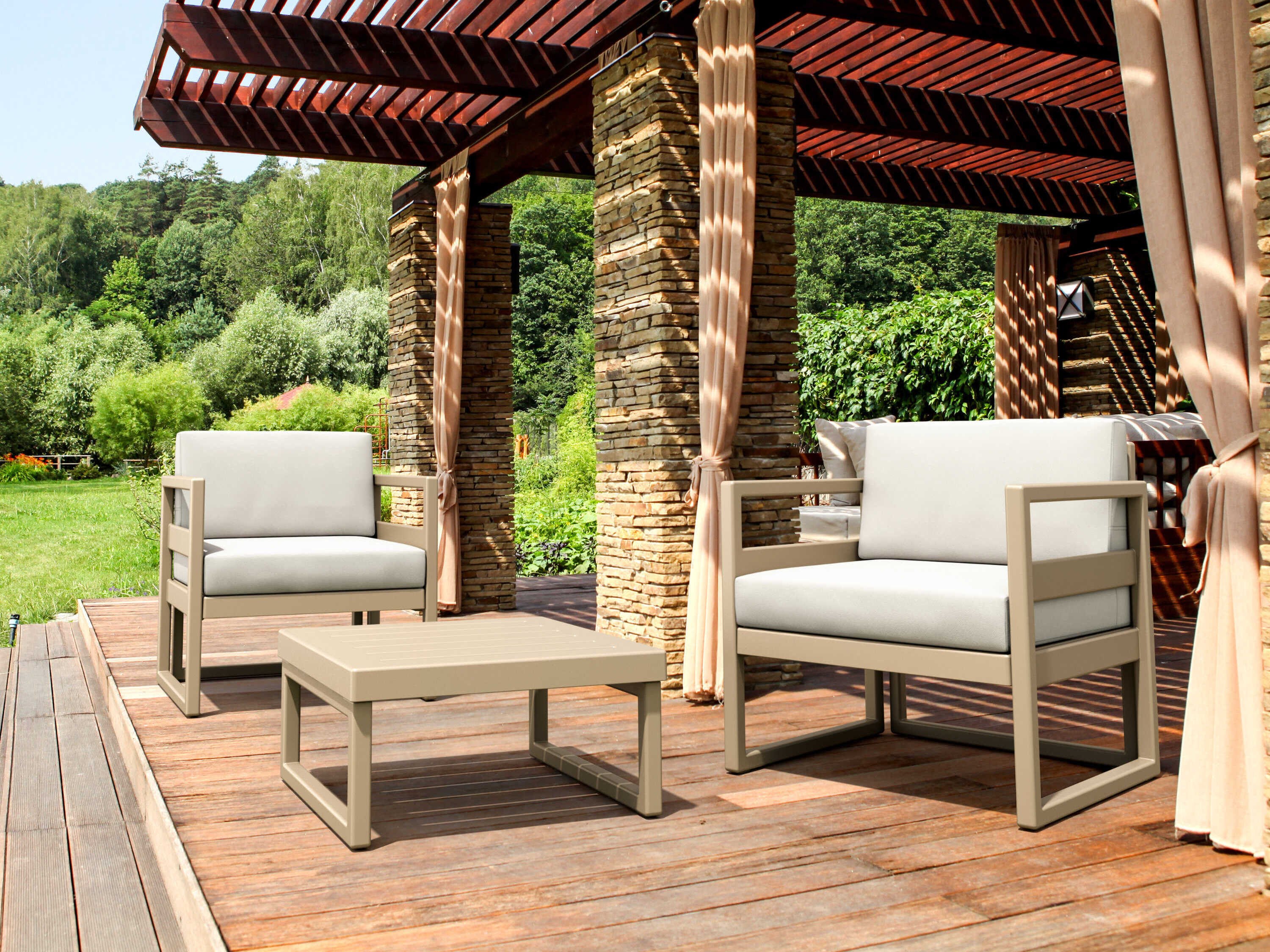 Compamia Mykonos Taupe Resin Cushion Lounge Set