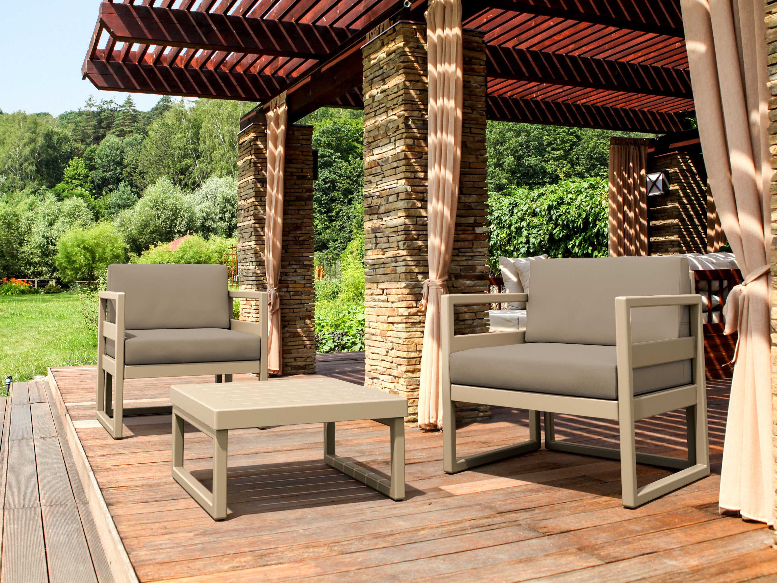 Compamia Mykonos Taupe Resin Cushion Lounge Set