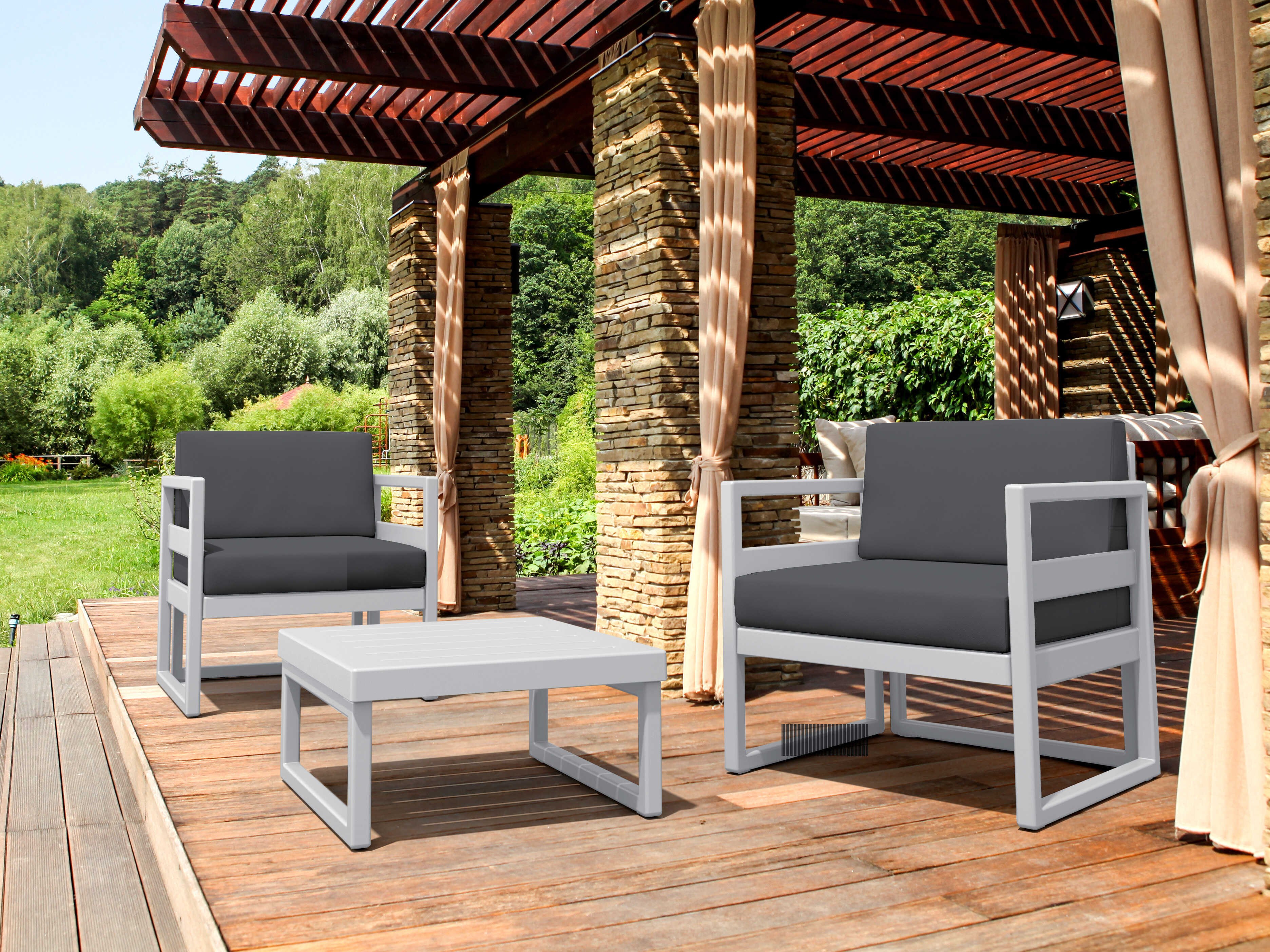 Compamia Mykonos Silver Resin Cushion Lounge Set