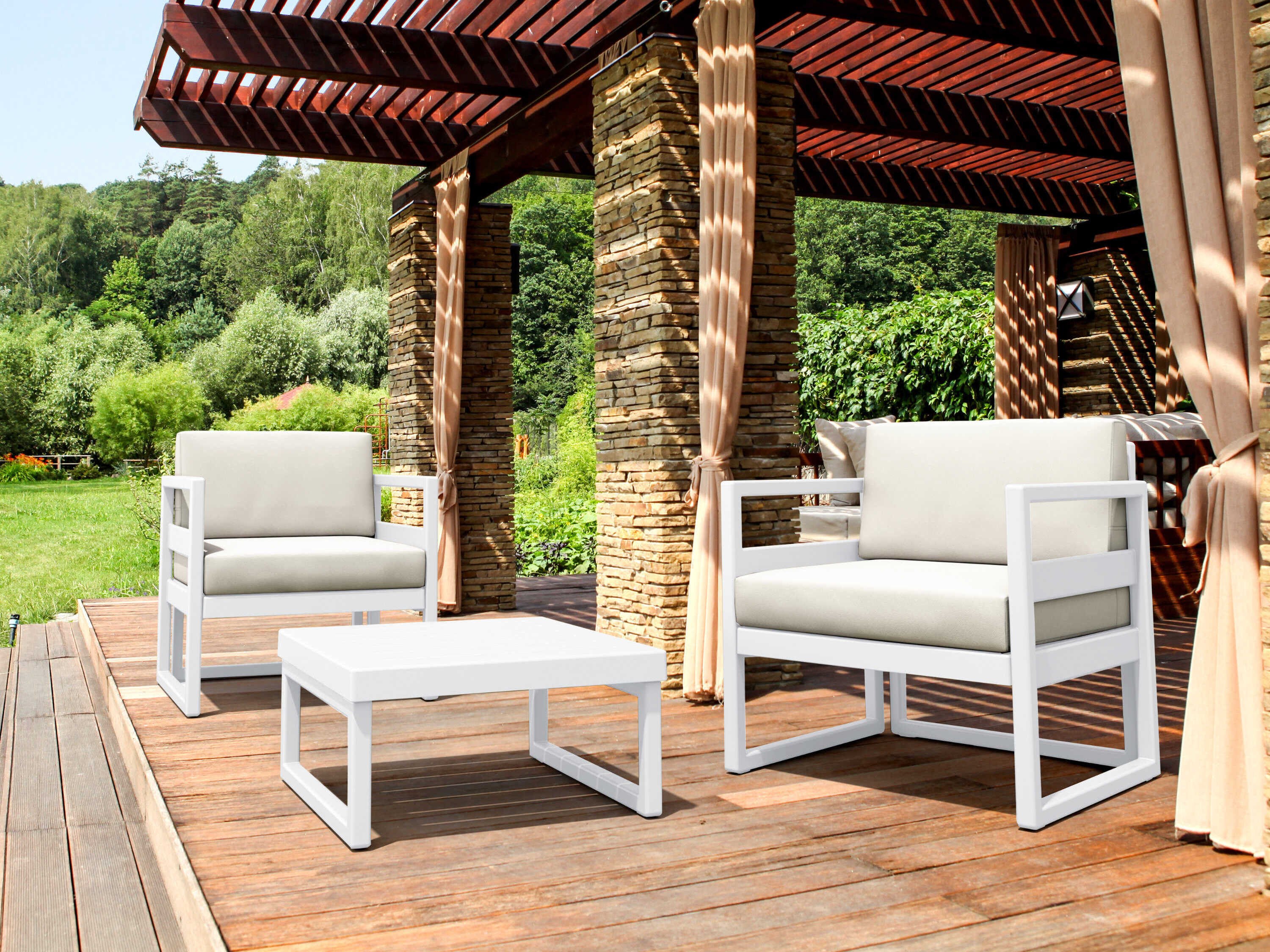 Compamia Mykonos White Resin Cushion Lounge Set