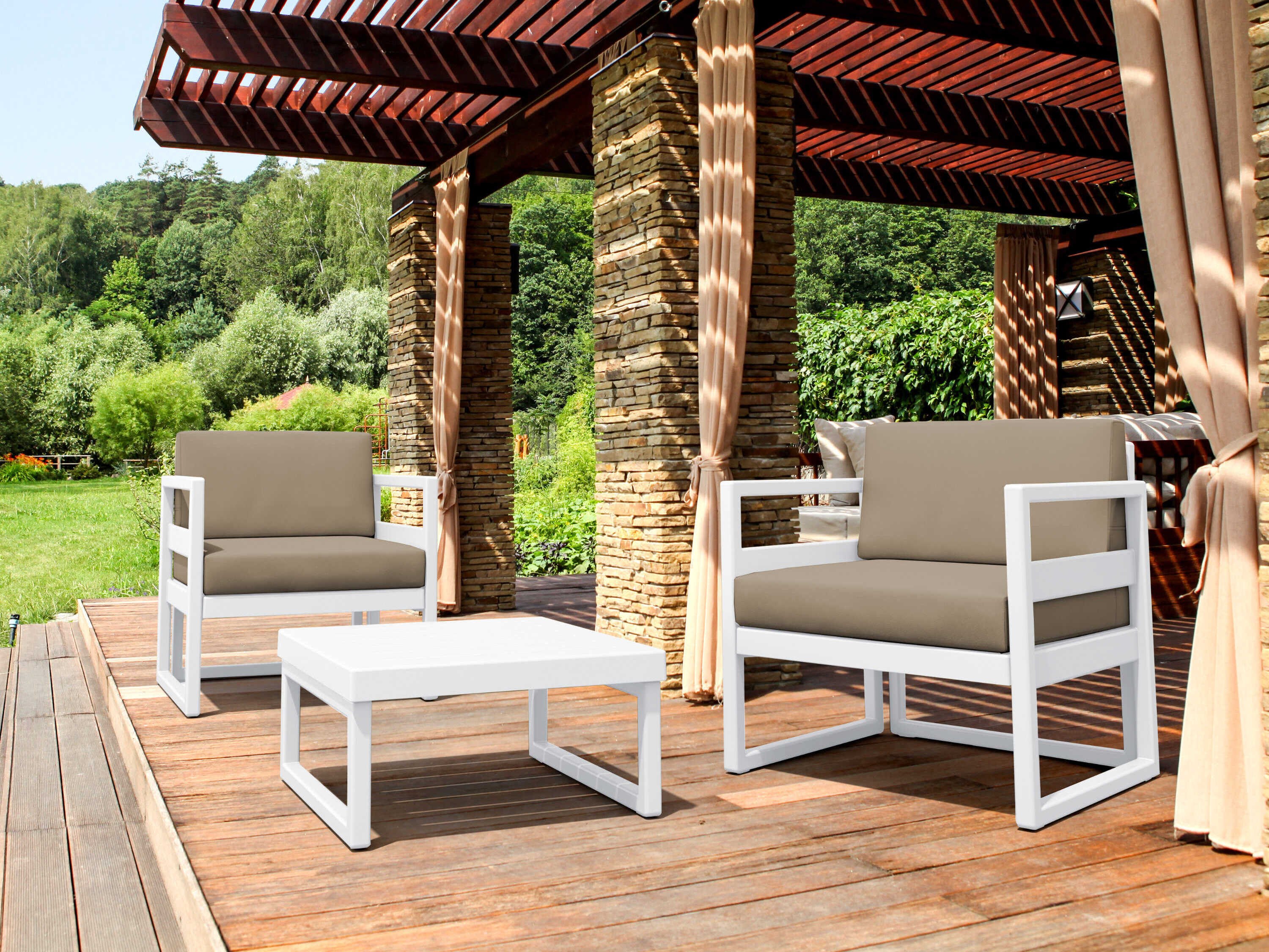 Compamia Mykonos White Resin Cushion Lounge Set